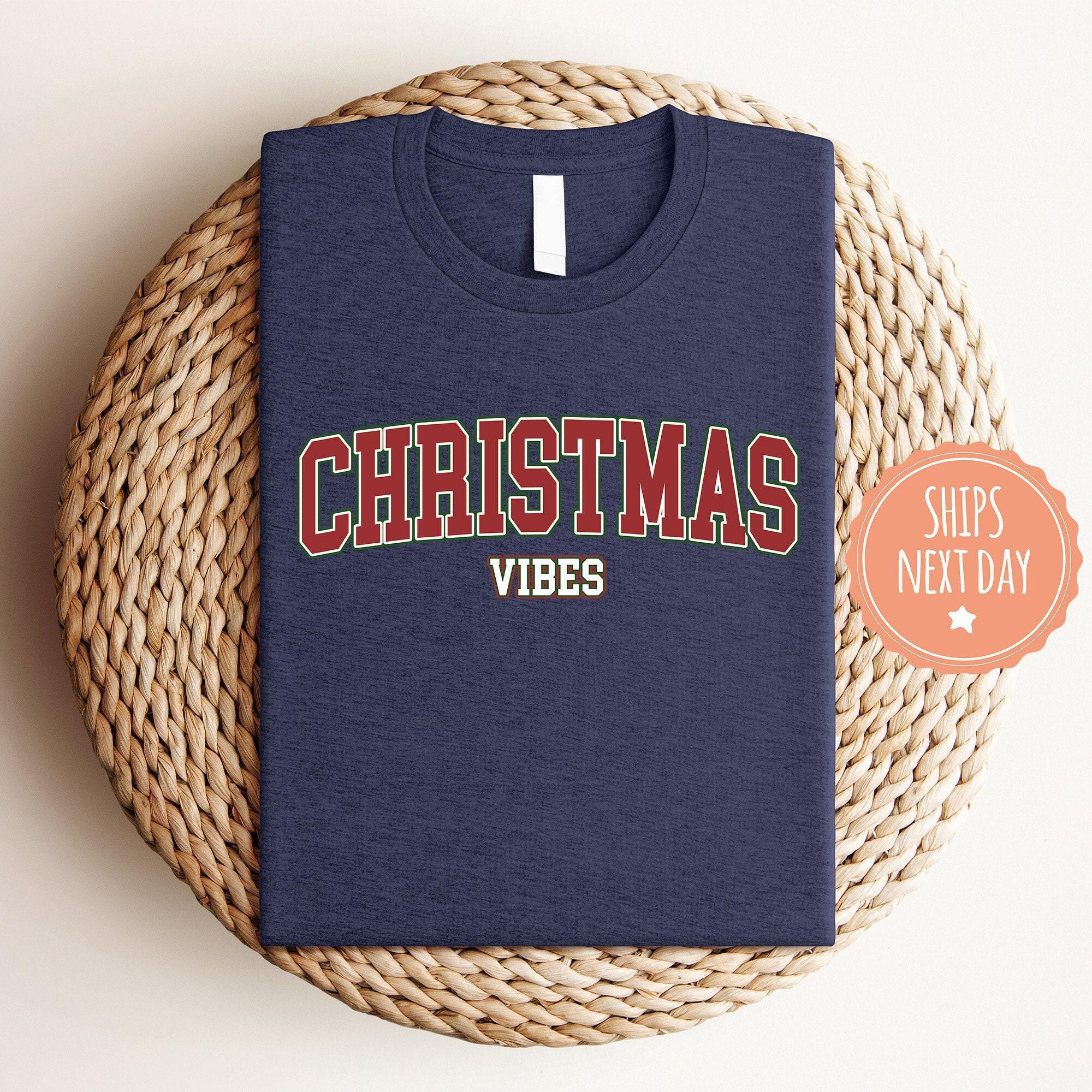 il_2000xN.7178463854_2s0l-1.jpg Retro Christmas Vibes Comfort Colors Shirt - Womens Christmas Tshirt - Holiday Tee - Cute Christmas Gift For Girlfriend - Winter Long Sleeve