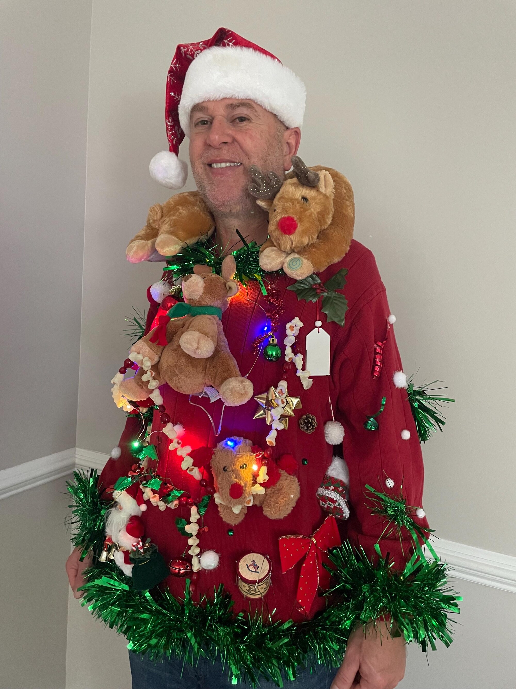 il_2000xN.7178638016_b6wj.jpg Light Up 3D Ugly Christmas Sweater- Reindeer Neck Massager & Santa Plush