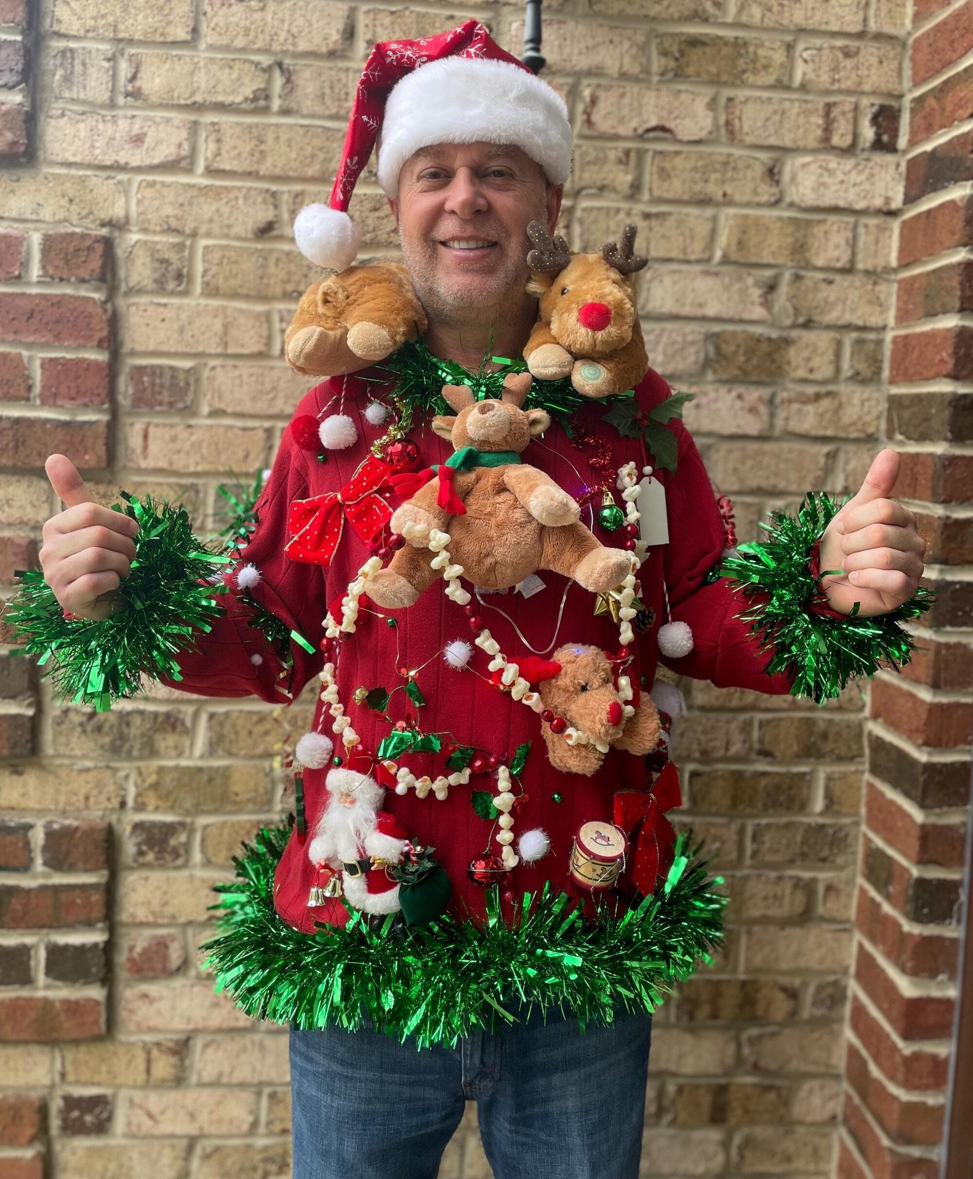 il_2000xN.7178645552_exq2.jpg Light Up 3D Ugly Christmas Sweater- Reindeer Neck Massager & Santa Plush