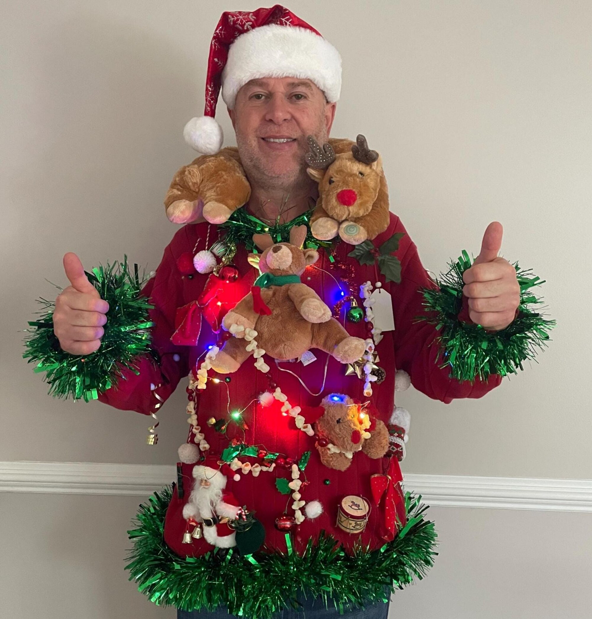 il_2000xN.7178652862_am6p.jpg Light Up 3D Ugly Christmas Sweater- Reindeer Neck Massager & Santa Plush