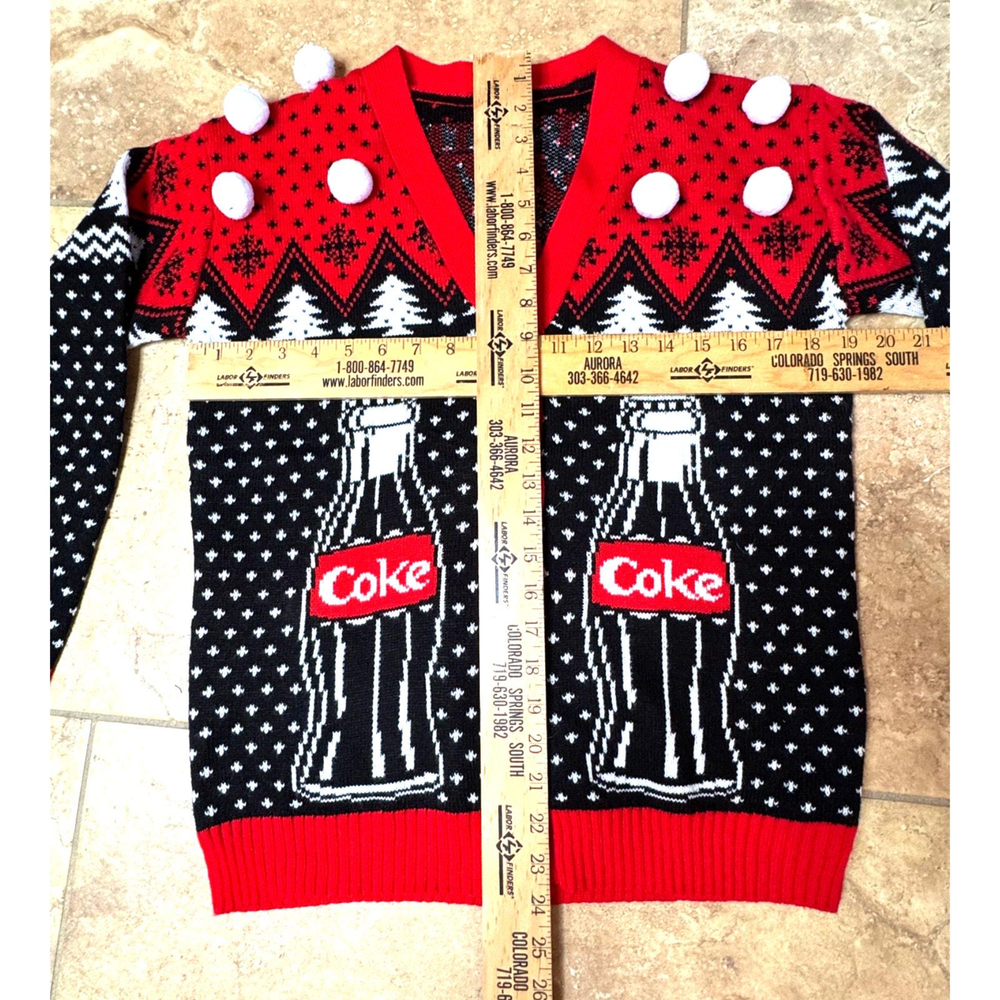 il_2000xN.7180051809_10kq.jpg Coca-Cola Ugly Christmas Sweater Cardigan Button Up Snowballs Bears XS