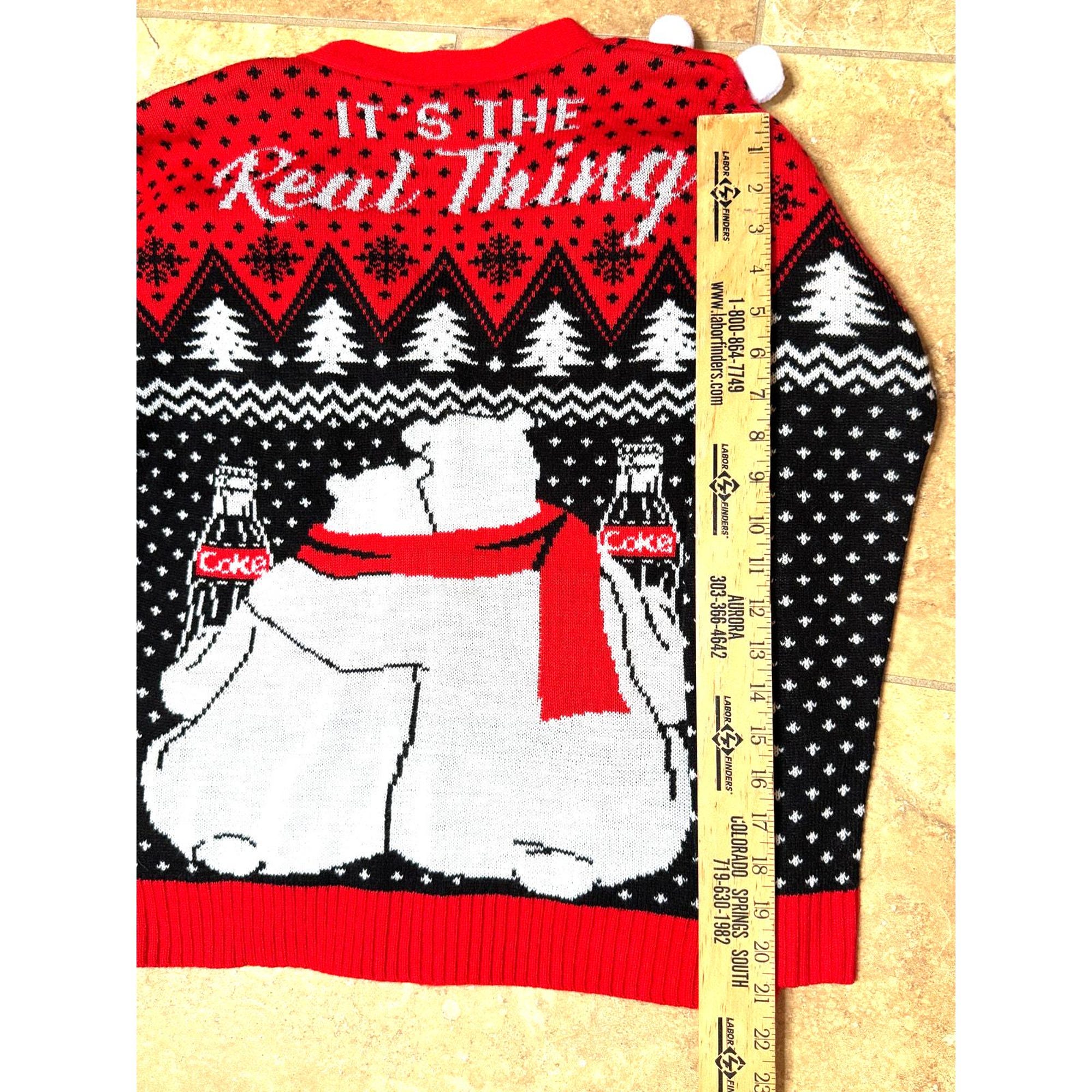 il_2000xN.7180051903_rhci.jpg Coca-Cola Ugly Christmas Sweater Cardigan Button Up Snowballs Bears XS