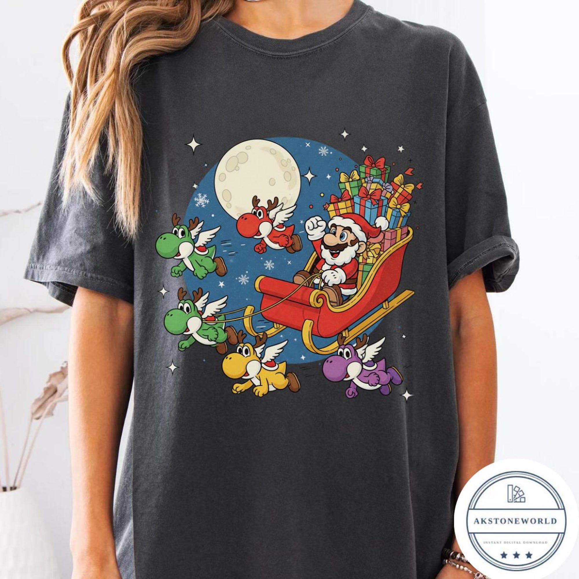 Super Mario Christmas Shirt, Mario Luigi Princess Peach Merry Christmas Holiday, Mario Epic Universe Family Christmas Matching Sweatshirt