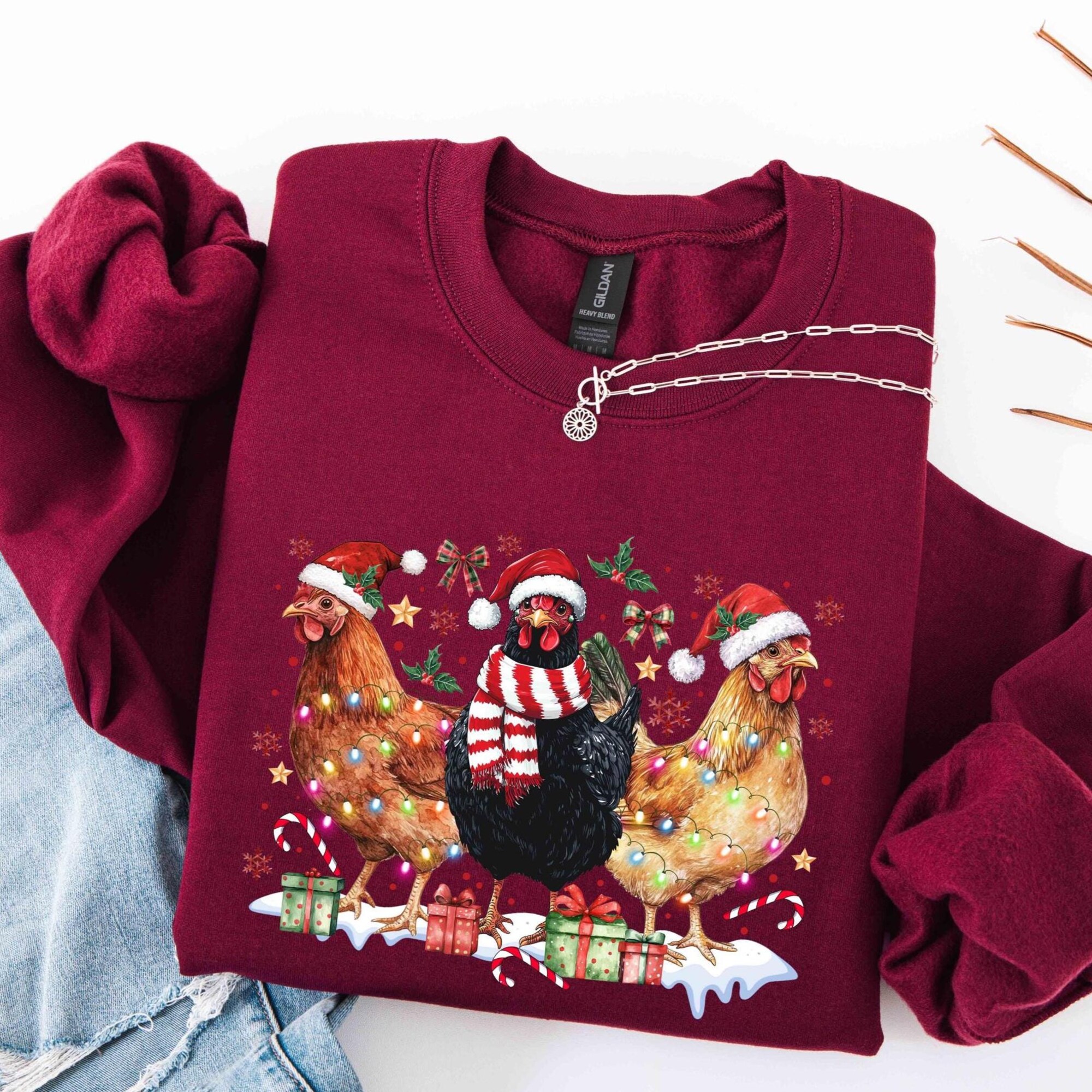 Christmas Chickens Shirt, Funny Christmas Chicken Shirt, Xmas Gift, Christmas Farm Sweatshirt, Holiday Season Shirt, Farm Lover Gift