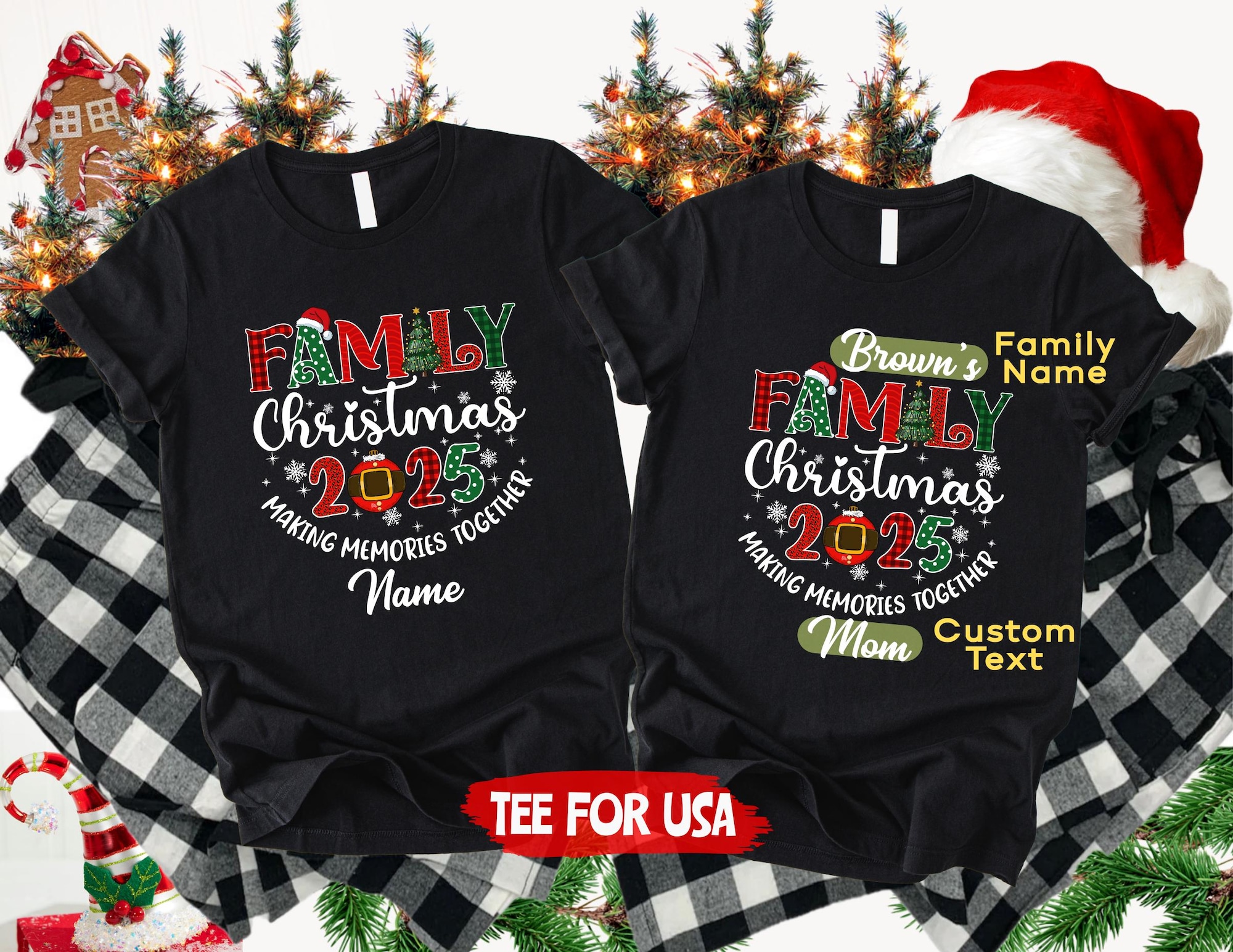 Custom Family Christmas Shirt,Matching Family Tee,Christmas 2025 Shirt,Christmas PJ’s,Thanksgiving,New Year Gift,Xmas 2025,Family Name Tee