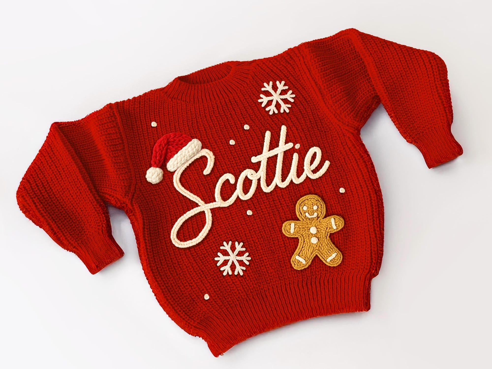 Hand-Embroidered Christmas Baby Sweater: Personalized Keepsake Gift