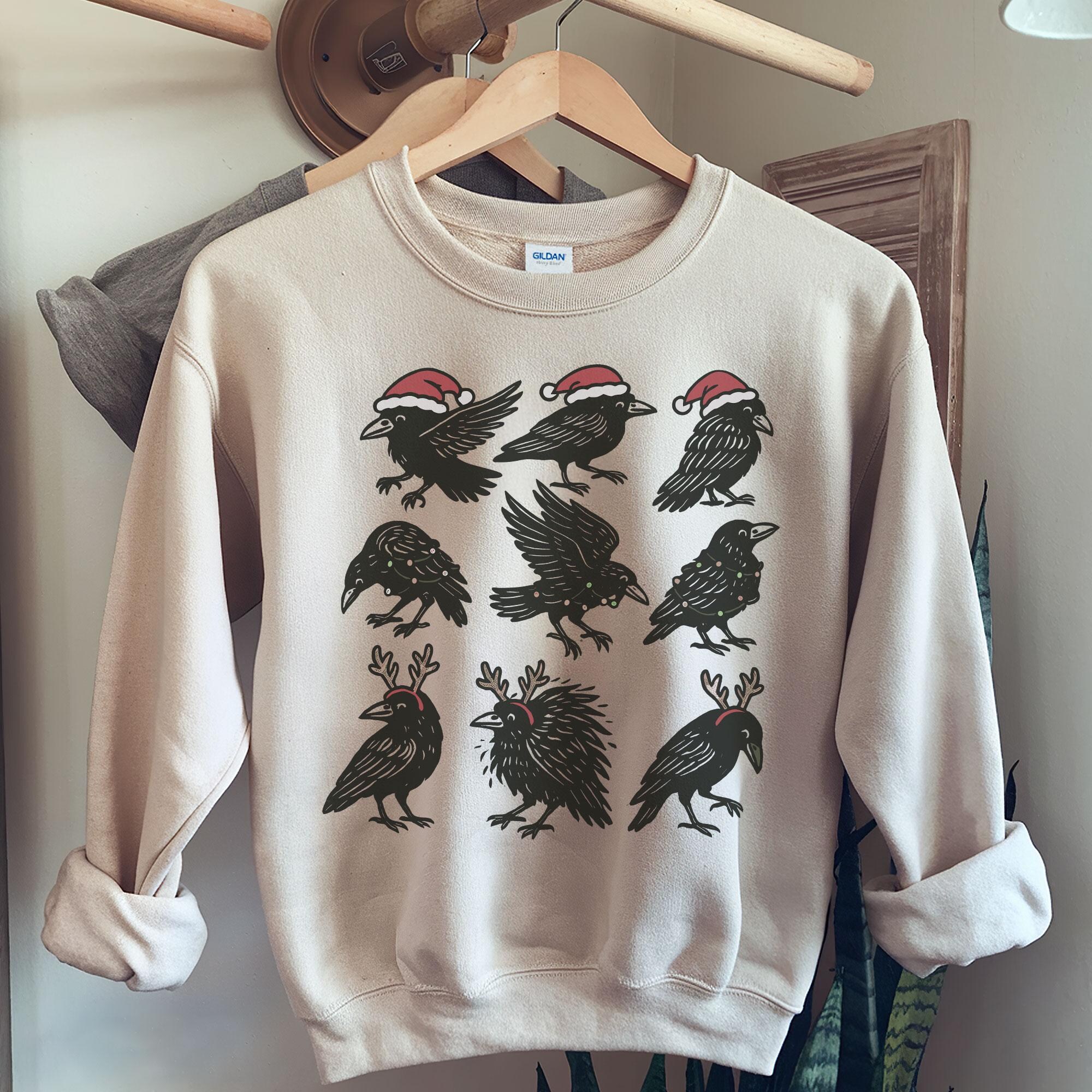 il_2000xN.7191080920_j8jq.jpg Cozy Goth Christmas Sweatshirt for Crow Lover Plus Size 3XL Sand