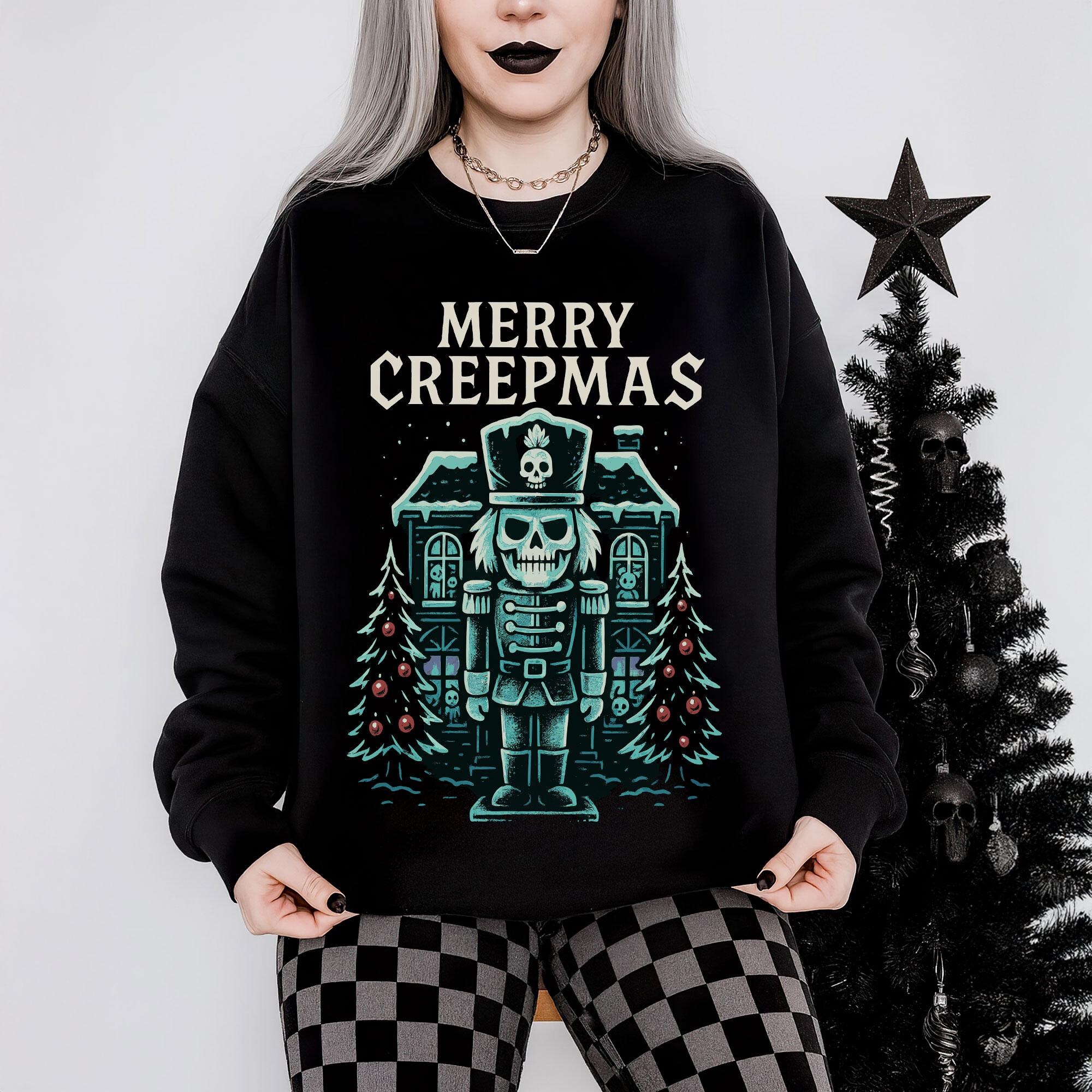 Spooky Christmas Goth Sweatshirt Plus Size 3XL-5XL Black