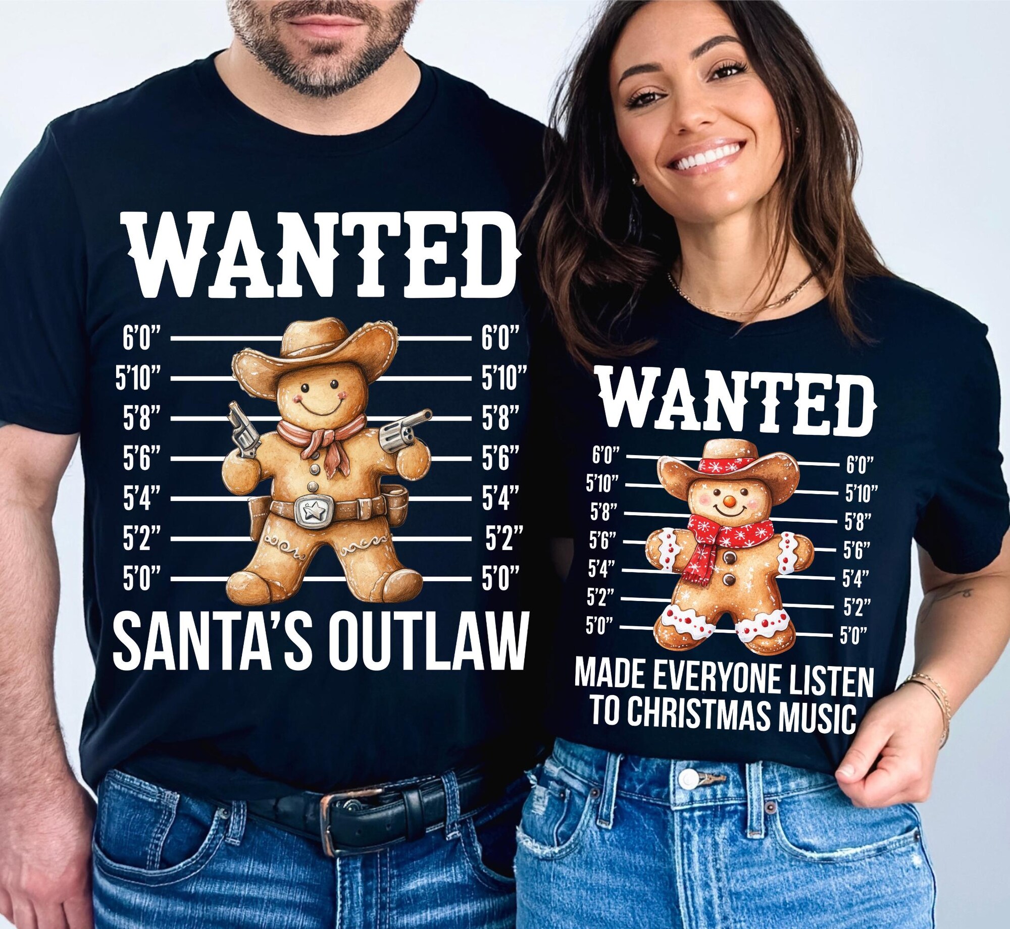 il_2000xN.7192827188_2fyf-1.jpg Family Christmas Group Shirts, Custom Matching Christmas Wanted Western Tshirt, Funny Christmas Cowboy Inmate Tee, Xmas T-Shirt, Holiday Tee