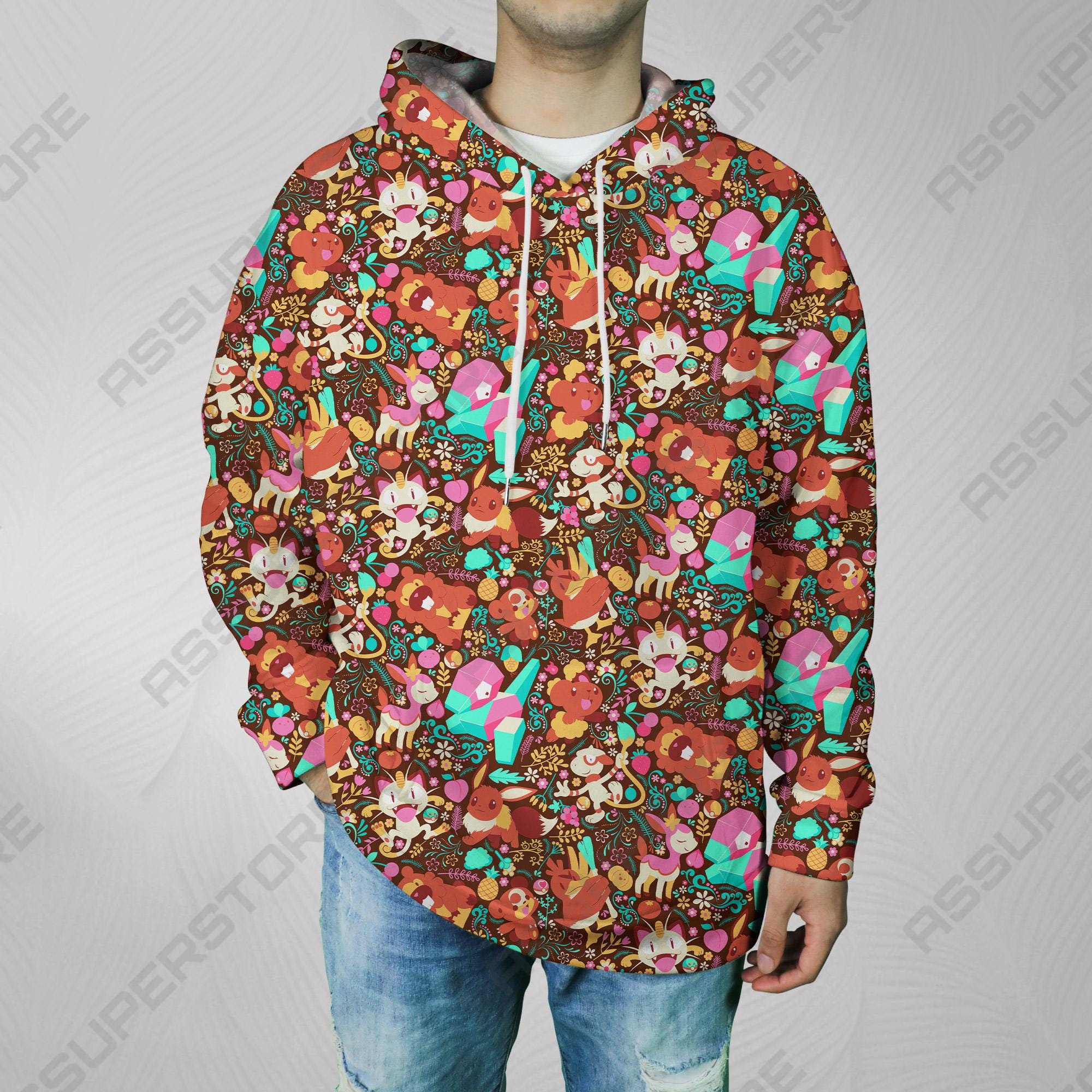 il_2000xN.7193900531_qf55-2.jpg Duck and Fox Hoodie, Cute Graphic Sweatshirt Unisex, Kawaii Funny Hoodie Gift for Birthday Christmas