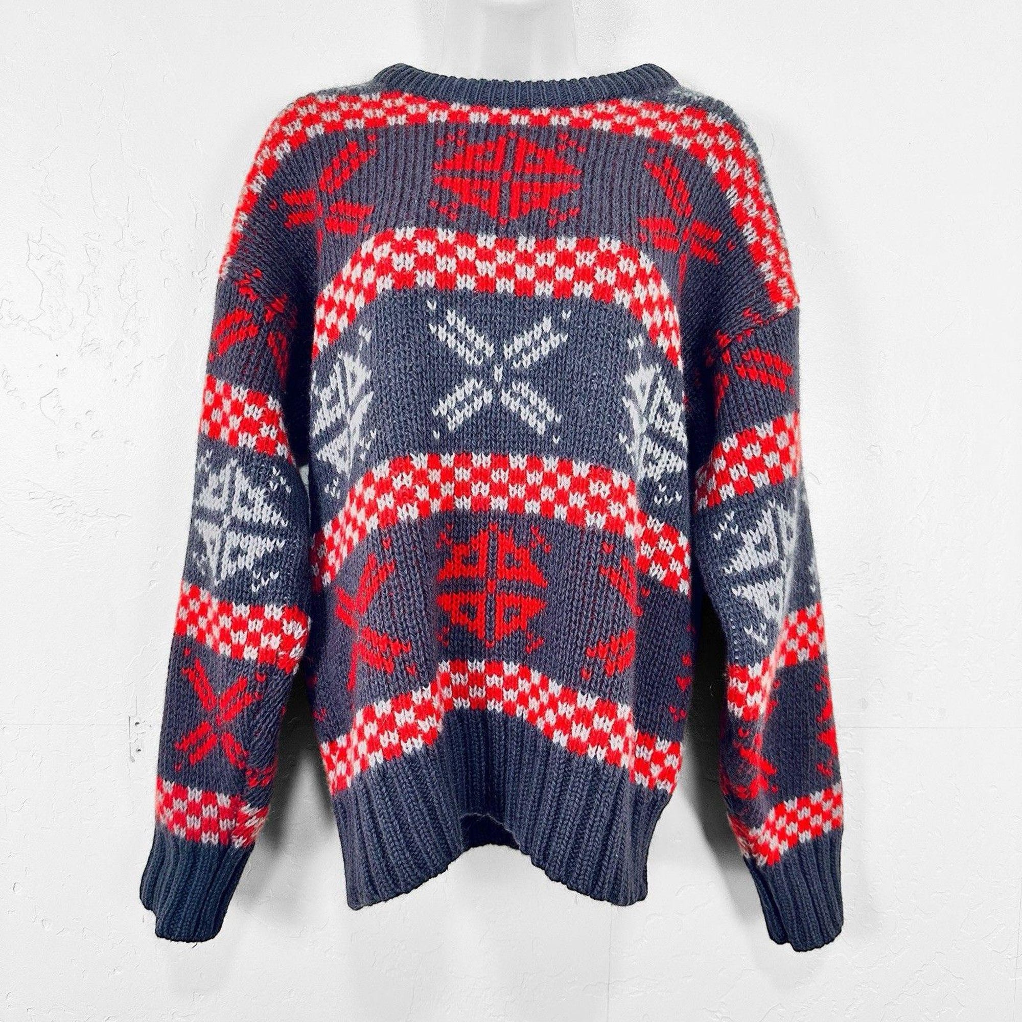 Vintage Woolrich Mens Thick Sweater M Fair Isle Nordic Snowflake Cozy Ranch