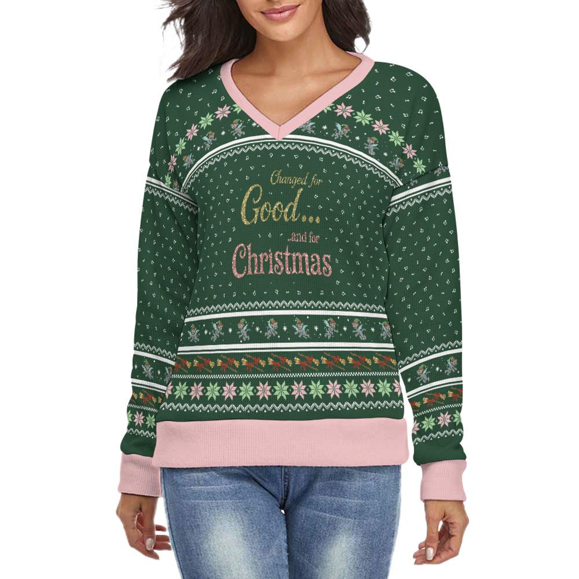 Wicked Inspired V-Neck Christmas Sweater: Festive Holiday Pullover