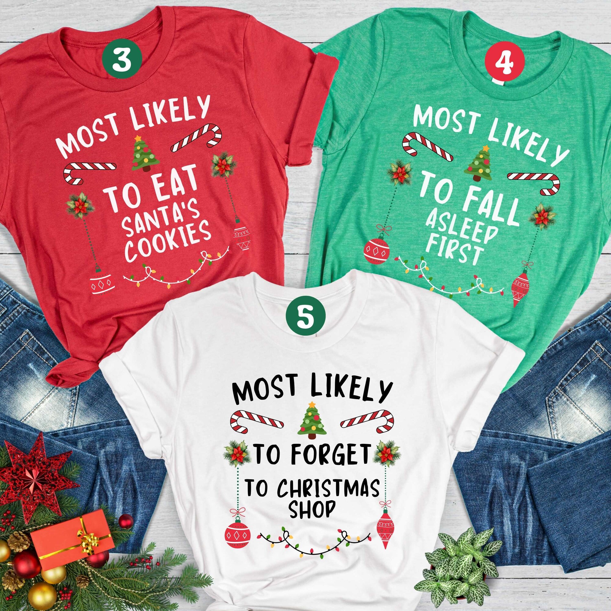 Family Christmas Most Likely 2025 T-Shirts: Holiday Squad Xmas Tees