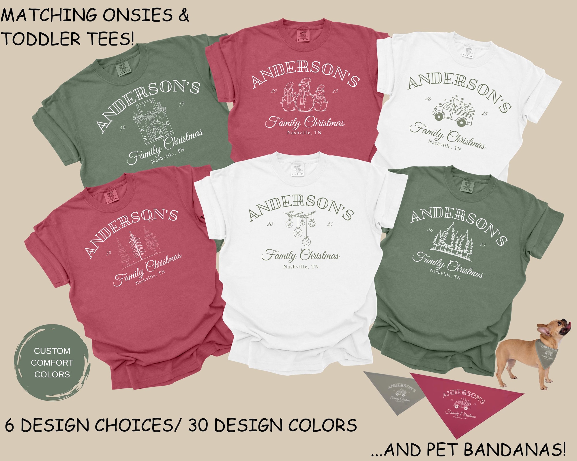 Personalized Family Christmas Shirt: Vintage Santa, Comfort Colors