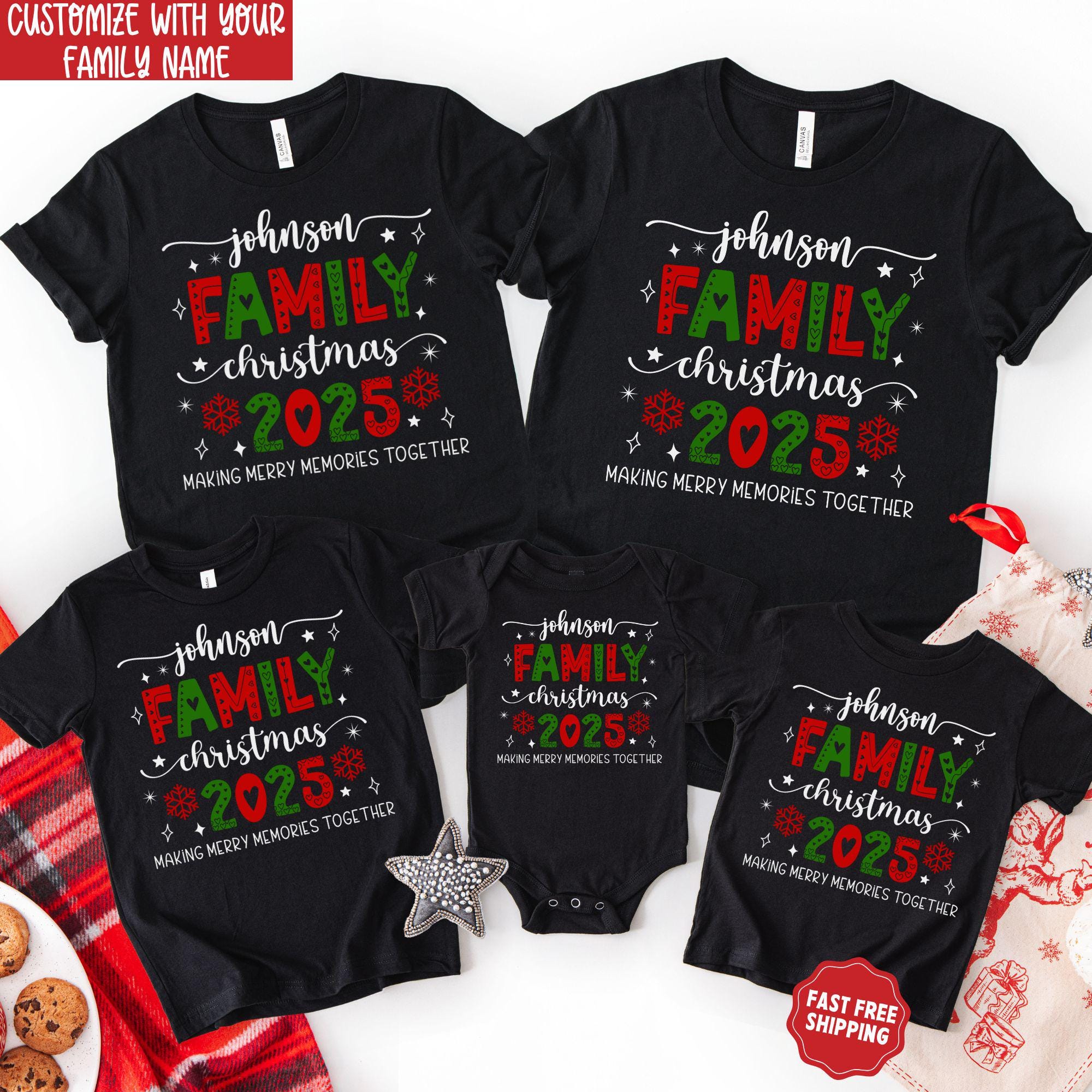 Matching Family Christmas Shirts, Custom Family Christmas Shirts, Personalized Name Christmas Family Shirt, Matching Xmas Tees