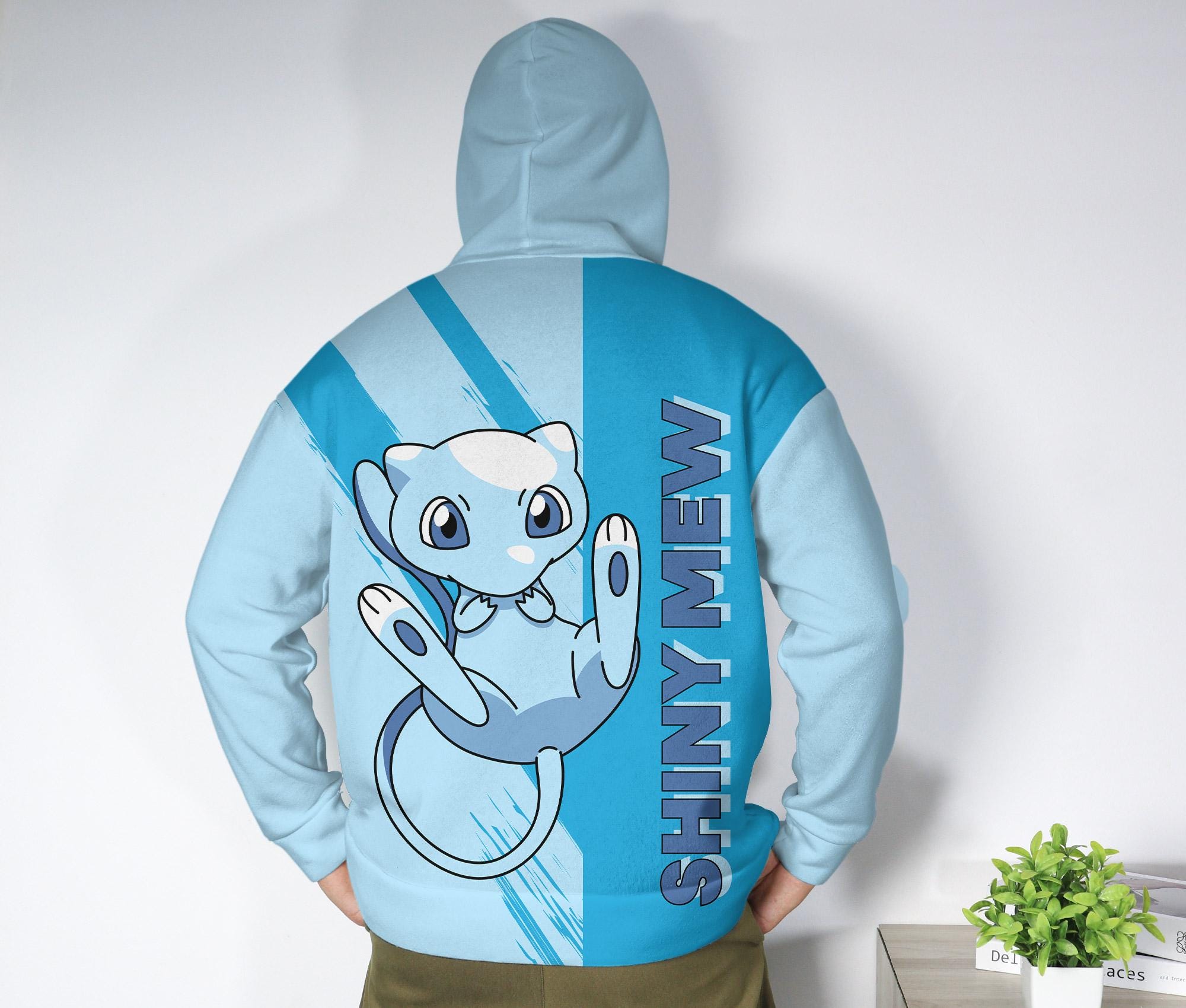il_2000xN.7202955022_7aqn-2.jpg Shiny Mew Hoodie, Blue Graphic Hoodie, Kawaii Unisex Sweatshirt, Cute Crewneck Pullover, Funny Cozy Hoodie, Mew Shirt Gifts