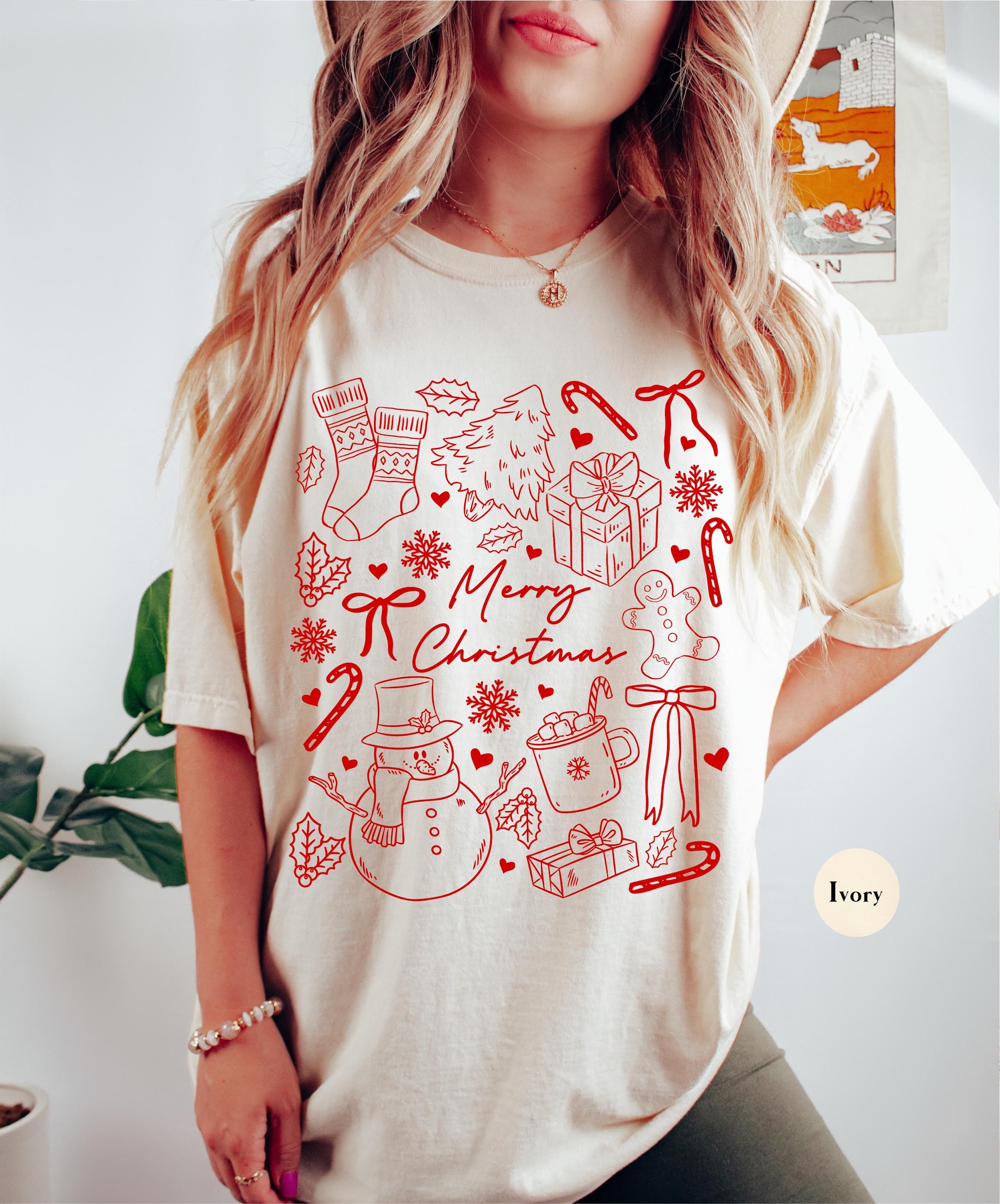 il_2000xN.7204640594_3qs2-20.jpg Merry Christmas Comfort Colors® T Shirt | Christmas TShirt | Y2K Christmas | Doodle Fall Shirt Tee | Matching Christmas Shirt