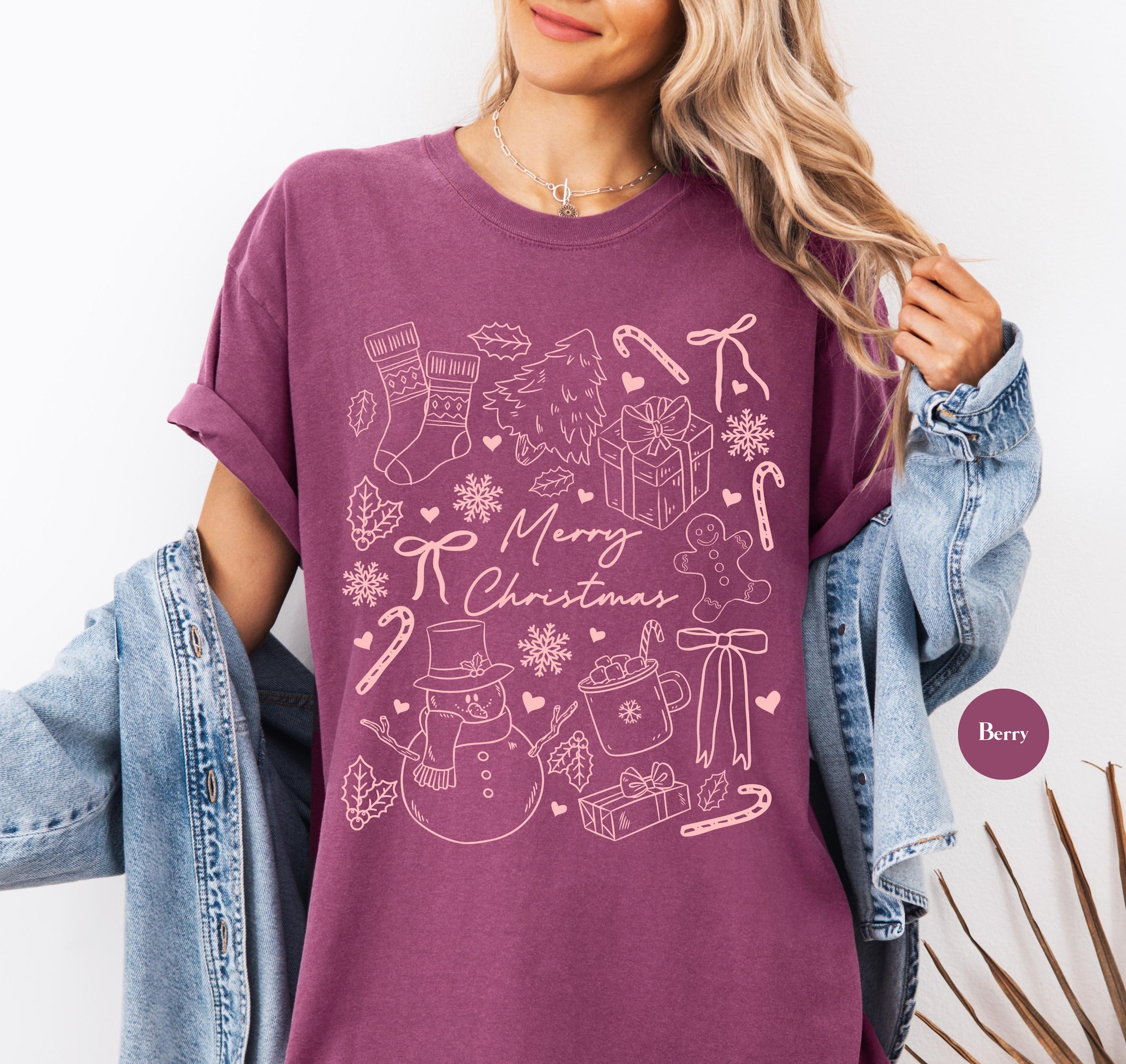 il_2000xN.7204640608_3unx-20.jpg Merry Christmas Comfort Colors® T Shirt | Christmas TShirt | Y2K Christmas | Doodle Fall Shirt Tee | Matching Christmas Shirt