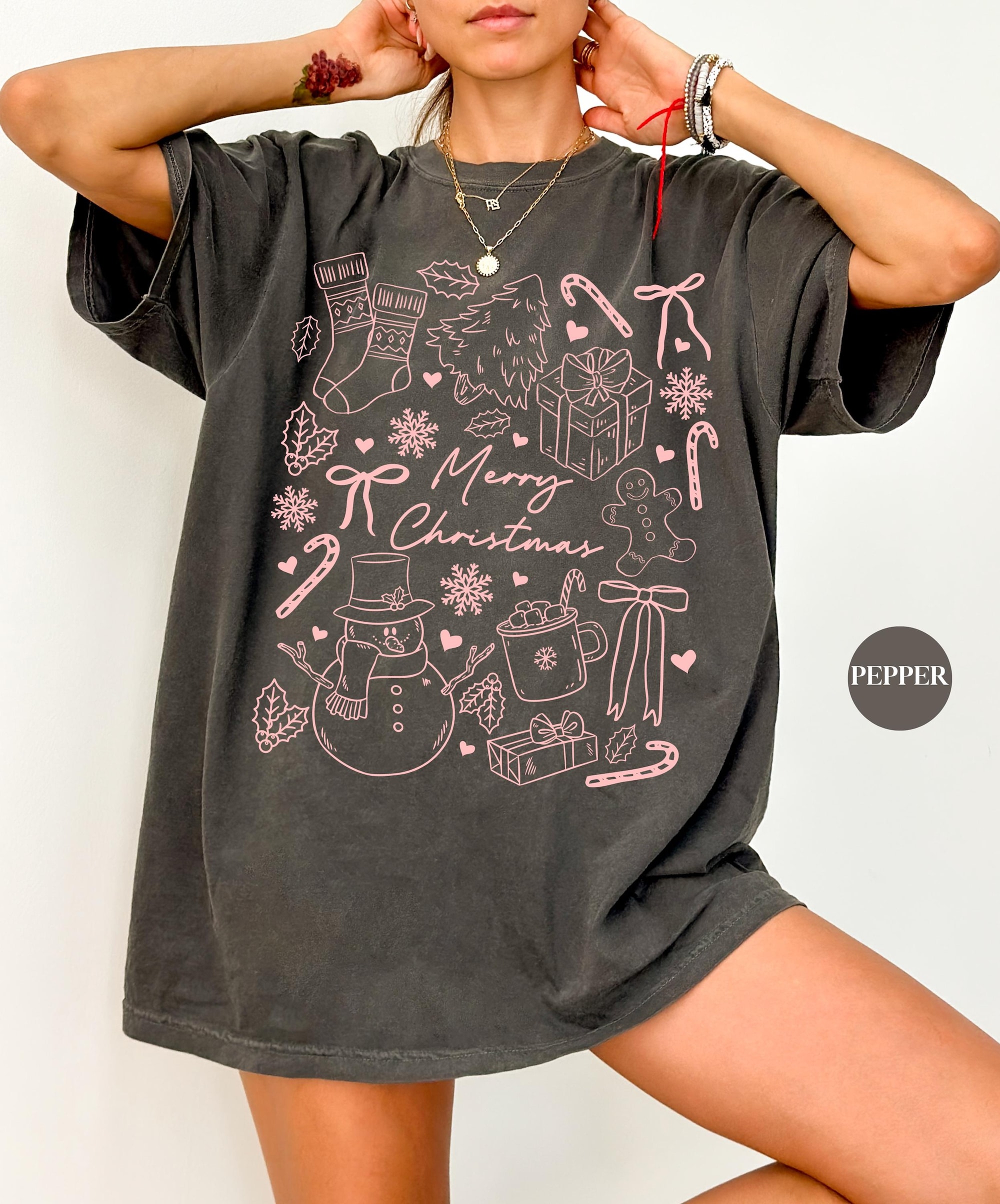 il_2000xN.7204640778_9fp4-20.jpg Merry Christmas Comfort Colors® T Shirt | Christmas TShirt | Y2K Christmas | Doodle Fall Shirt Tee | Matching Christmas Shirt