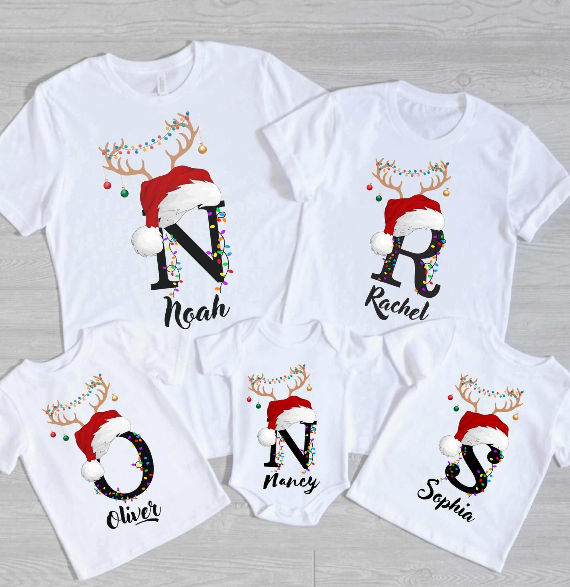 il_2000xN.7209741957_bw11.jpg Personalized Family Christmas T-Shirts: Santa Hat Matching Name Tees, Custom Christmas-Squad Shirts, Christmas Crew
