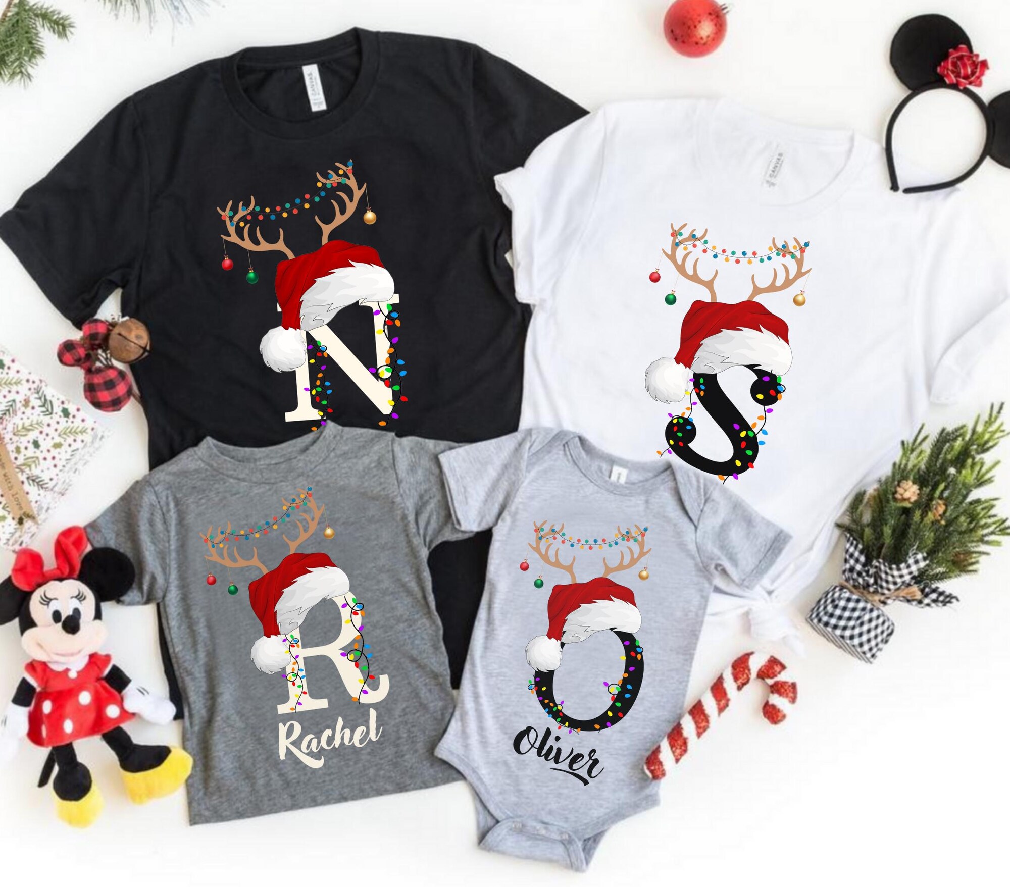 il_2000xN.7209742021_p7fy-1.jpg Personalized Family Christmas T-Shirts: Santa Hat Matching Name Tees, Custom Christmas-Squad Shirts, Christmas Crew