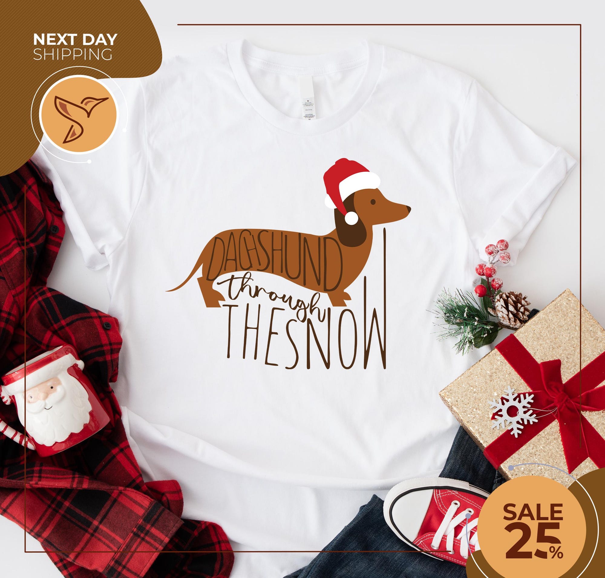 Dachshund Through The Snow Shirt | Womens Christmas Tee | Womens Christmas | Womens Shirt | Women’s Funny Christmas Shirt, Christmas Gift