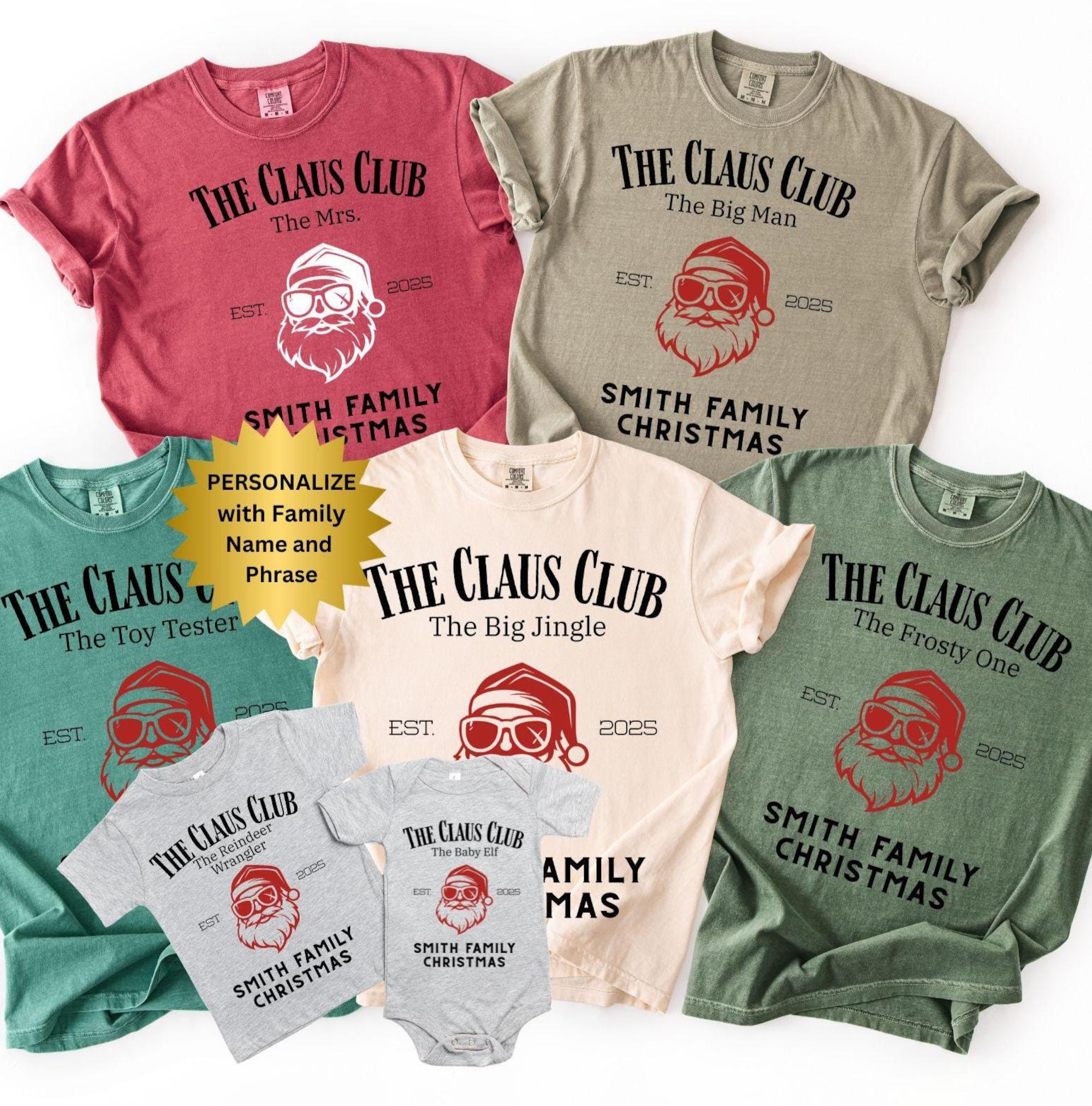 Comfort Colors Custom Christmas Family tshirts, Personalized Family Christmas Shirt, Matching Christmas Shirts, Holiday Family Shirts, Santa
