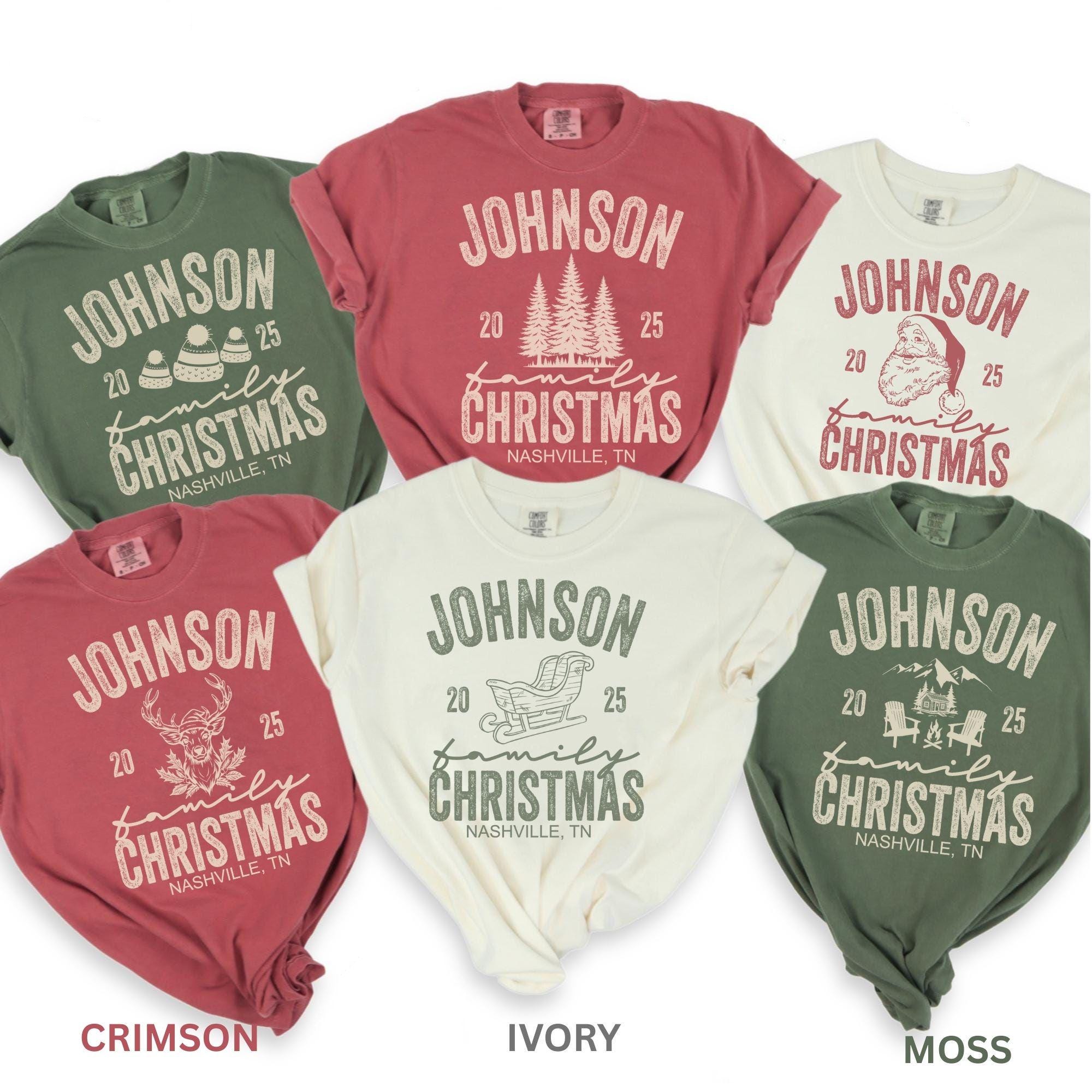 Family Christmas Shirt Comfort Colors Custom Matching Family Christmas Tshirt Personalized Name Christmas Shirt Vintage Santa Shirt
