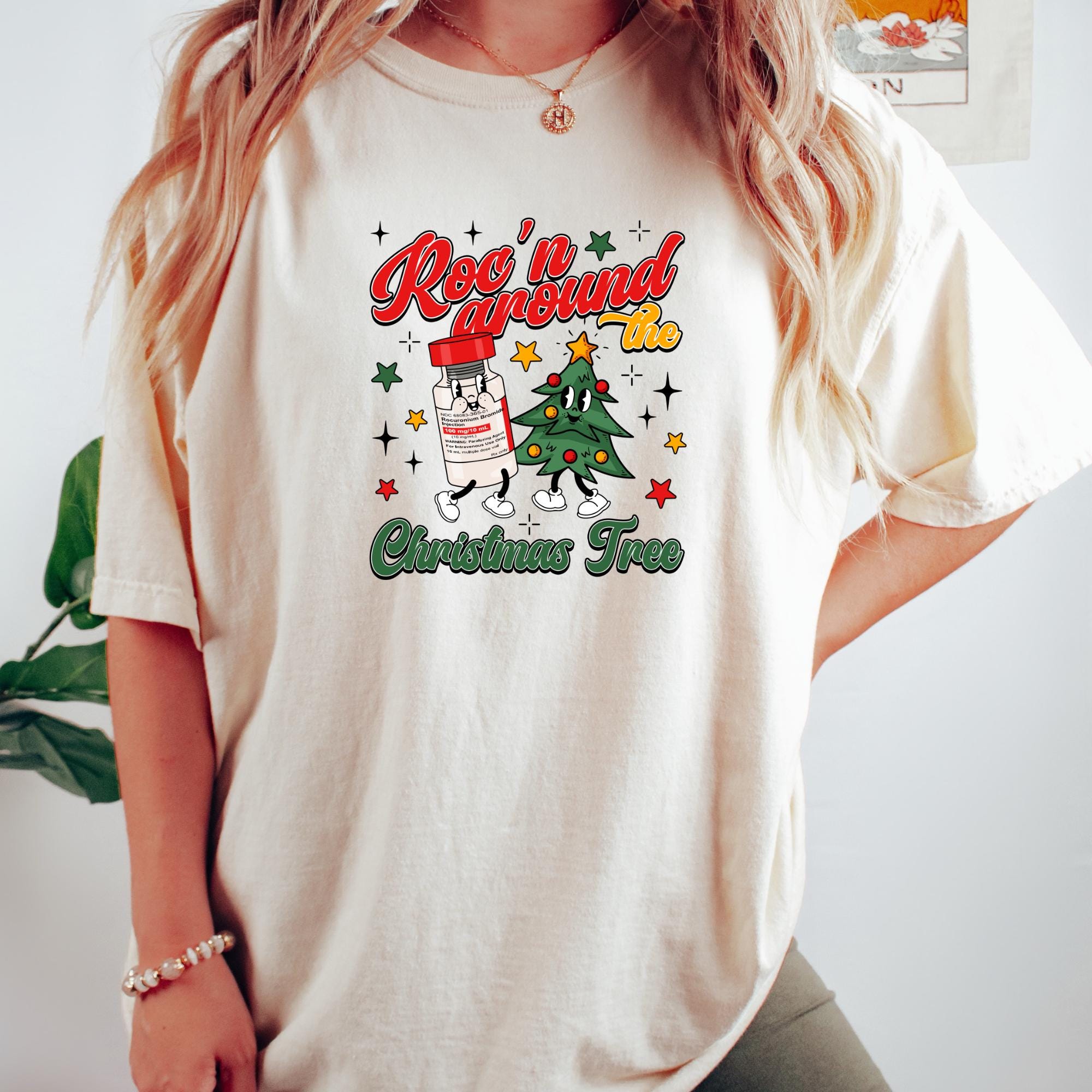 Roc n Around the Christmas Tree Shirt, Anesthesia Nurse Christmas Tee, CRNA Medical Pun Gift