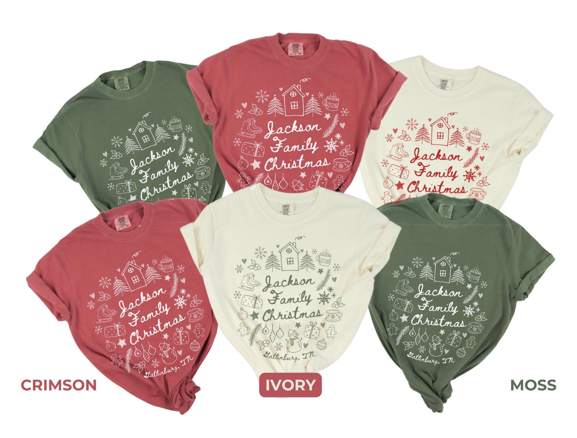 il_2000xN.7214378536_i9m0.jpg Custom Name Family Christmas T-Shirts: Doodle Christmas Matching Comfort Colors Shirts