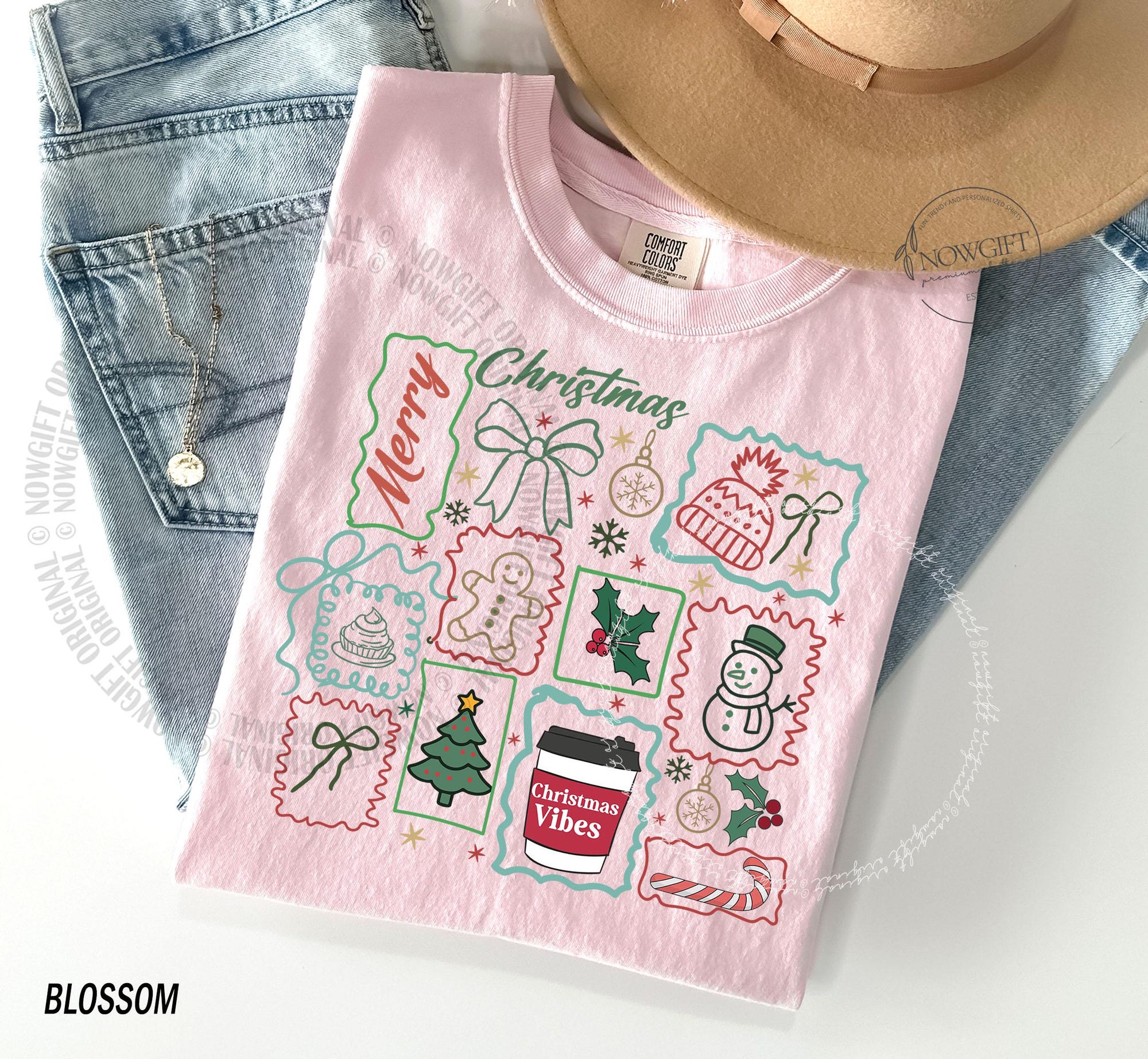 Christmas Xmas Shirt, Christmas Trees Shirt, Christmas Doodles Tshirt, Womens Holiday Tees, Christmas Santa, Christmas Gift Comfort Colors®