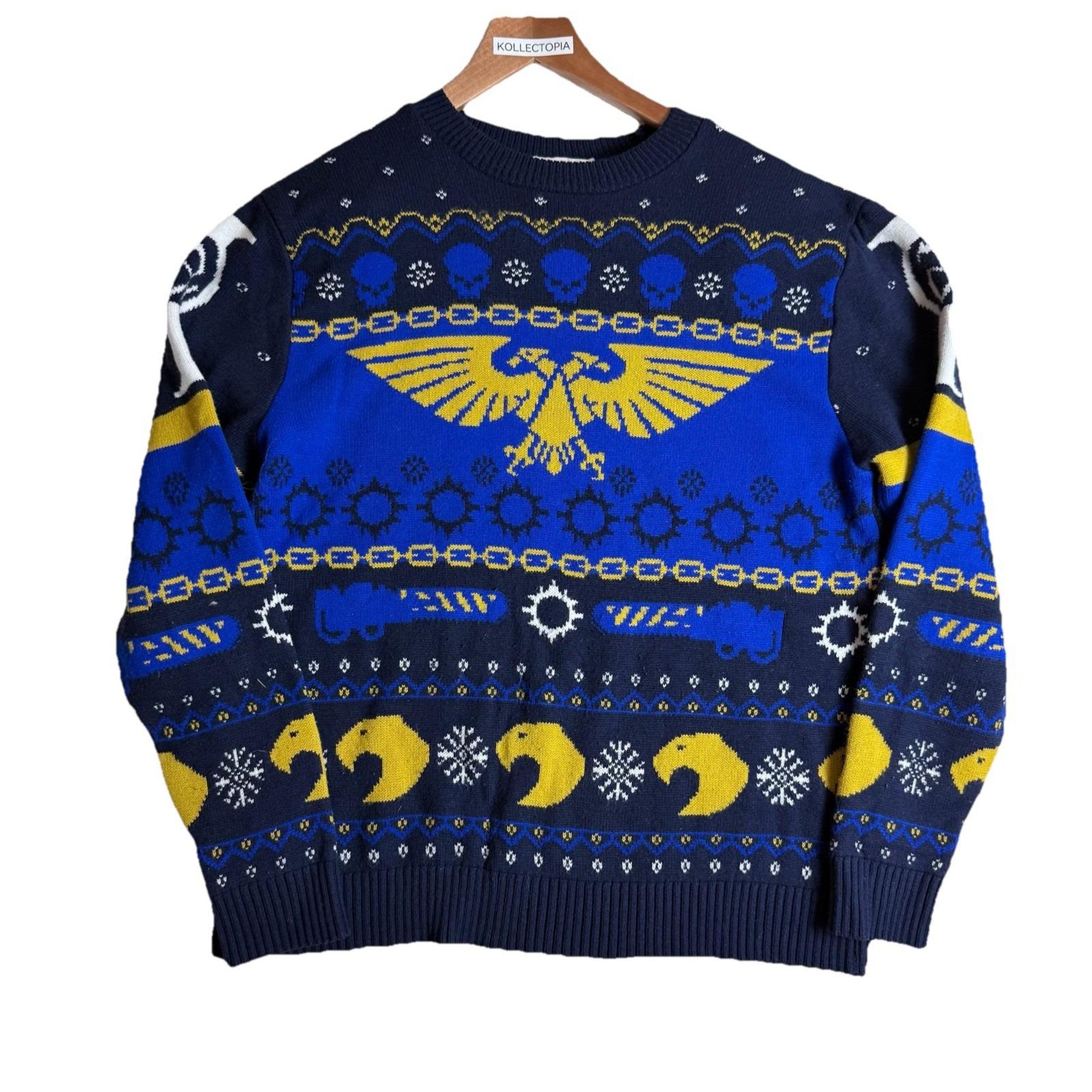 XIII Legion Warhammer 40k Mens XL Skull Iconic Ugly Christmas Sweater Full T62 {pre-owned}