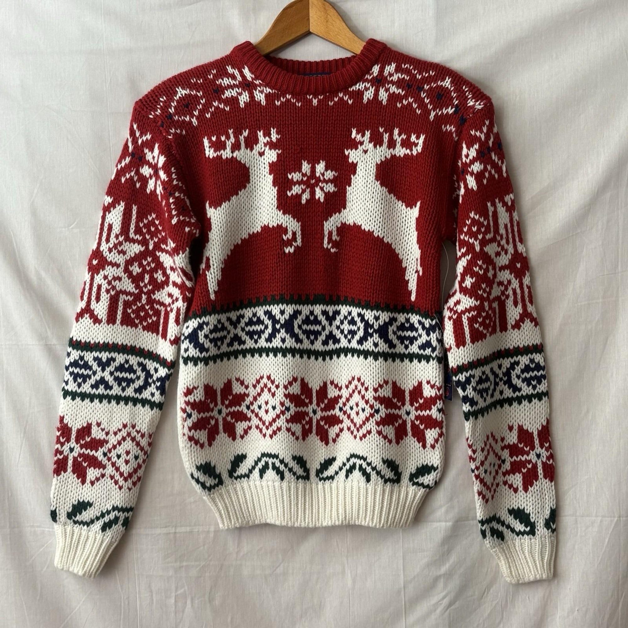 NWT Jon Weston Christmas Sweater L Red Reindeer Snowflake Kevin Home Alone