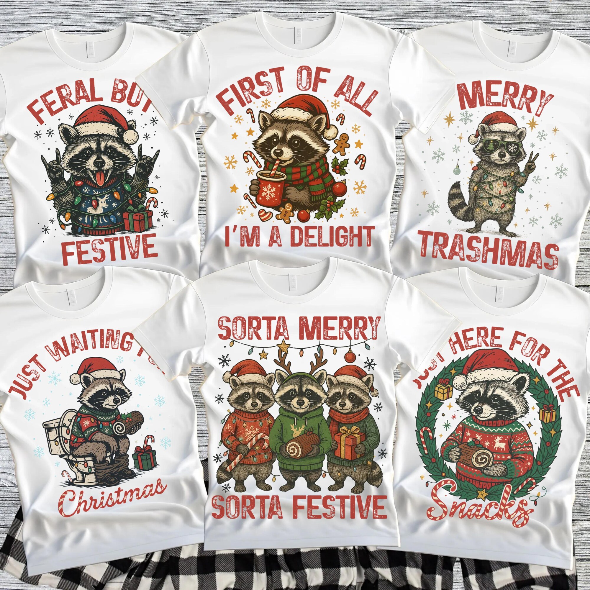 Christmas Raccoon Shirt, Matching Family Christmas Shirts,  Family Christmas Tee, Feral Raccoon Shirt, Feral Christmas Shirts, Group Xmas