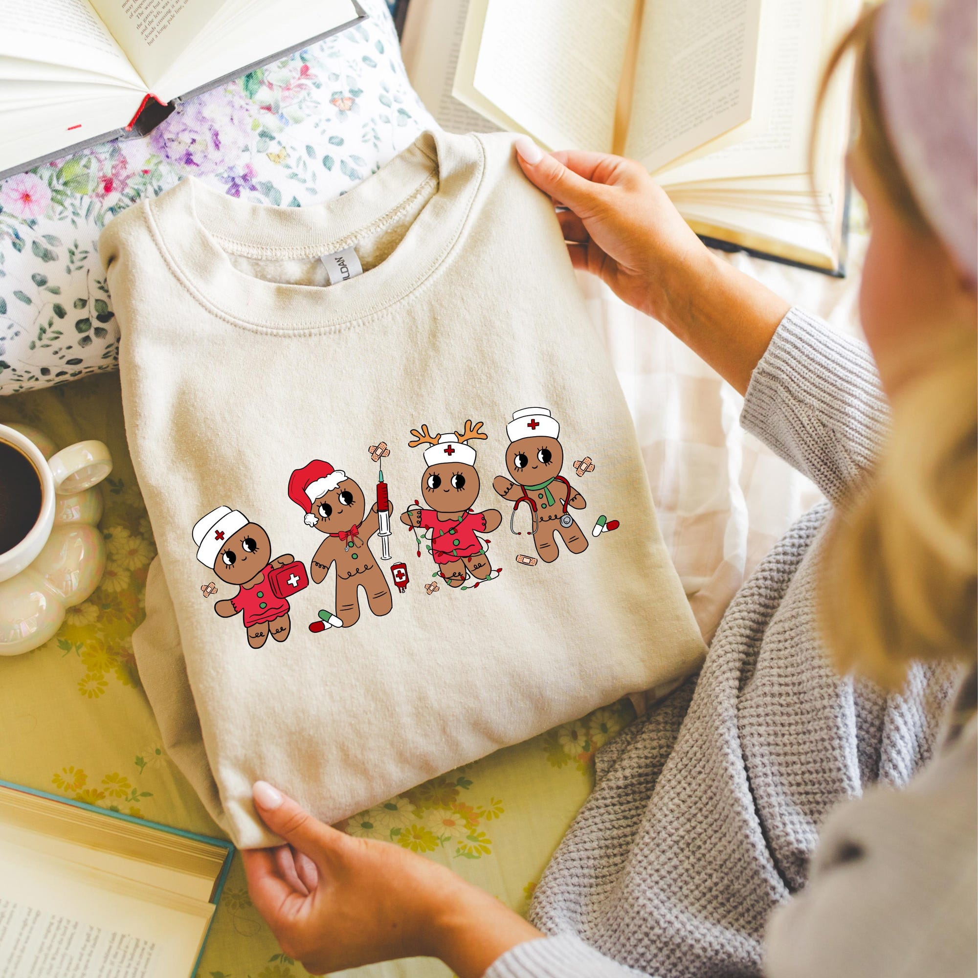 Christmas Gingerbread Nurses Sweatshirt, Christmas Nurse Cookies Shirt, RN Christmas Gift, Holiday Shirt, Womens Christmas Tee, School Nurse