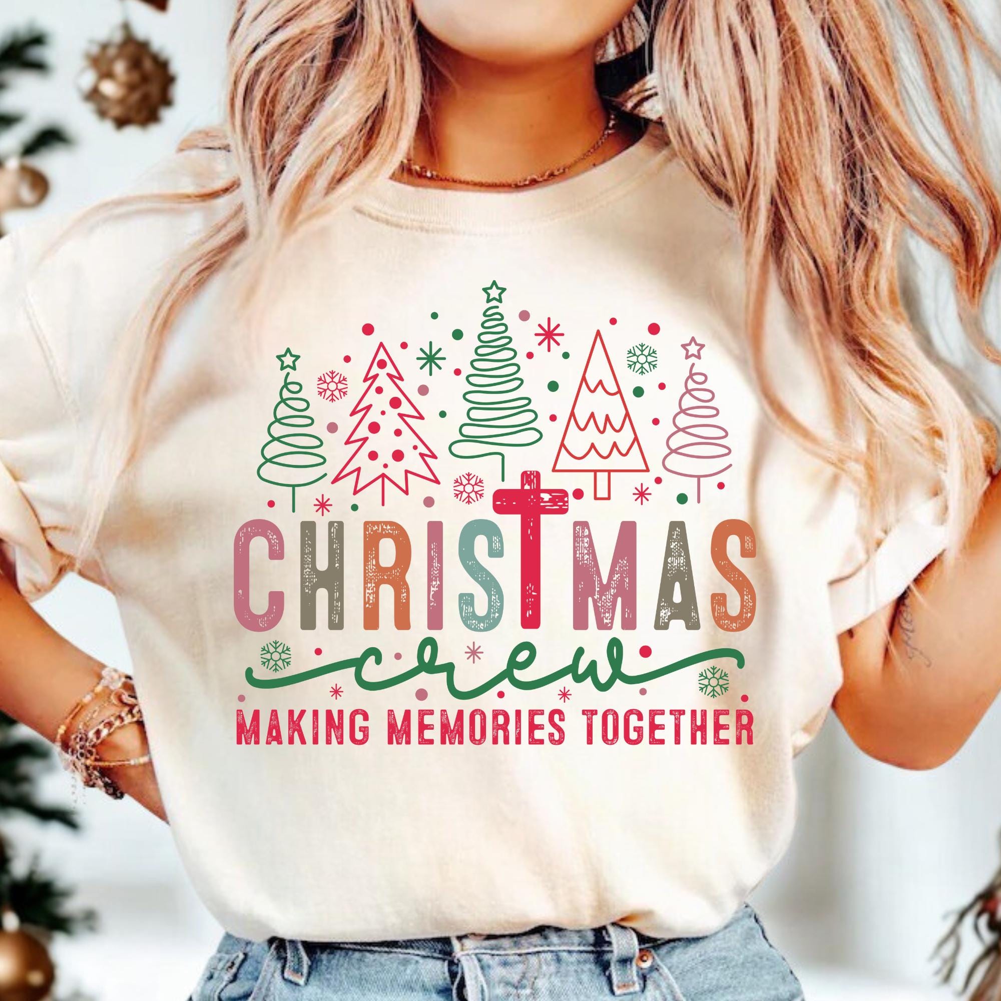 Christmas Crew Preppy Shirt Family Matching Comfort Colors Youth Shirt Christmast Making Memories Together Tee