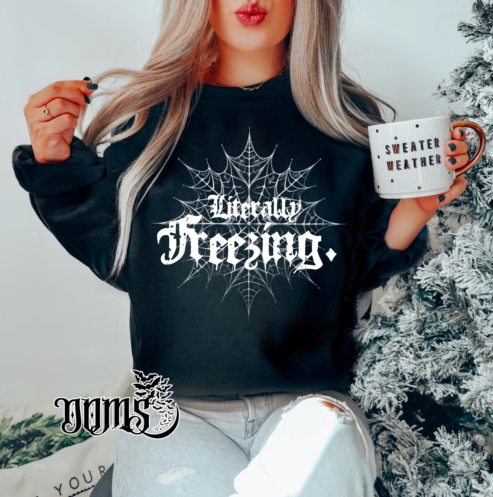 Literally freezing, Christmas sweater, spooky Christmas, Spooky Christmas sweater, cozy sweater, literally freezing sweater, goth Christmas