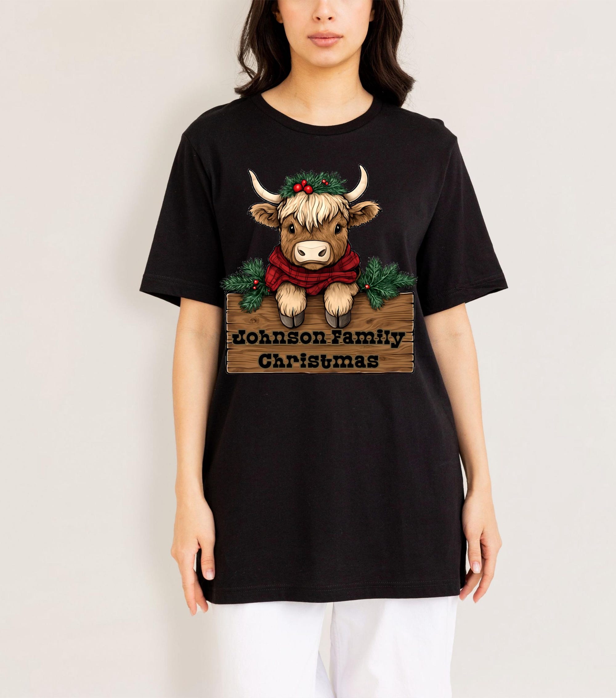 il_2000xN.7224946655_b4m6.jpg Custom Western Family Christmas Tees, Unisex Jersey Short Sleeve Tee, Personalized Christmas Cow Shirts for Group, Festive Matching Cow Top