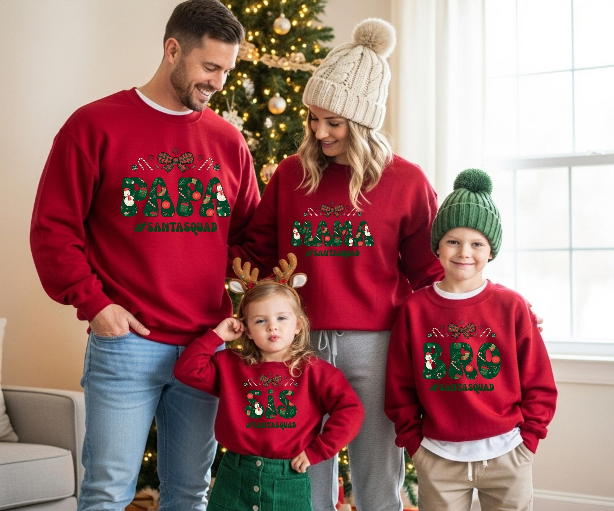 Santa Squad Christmas Sweatshirt: Family Matching Xmas Crewneck