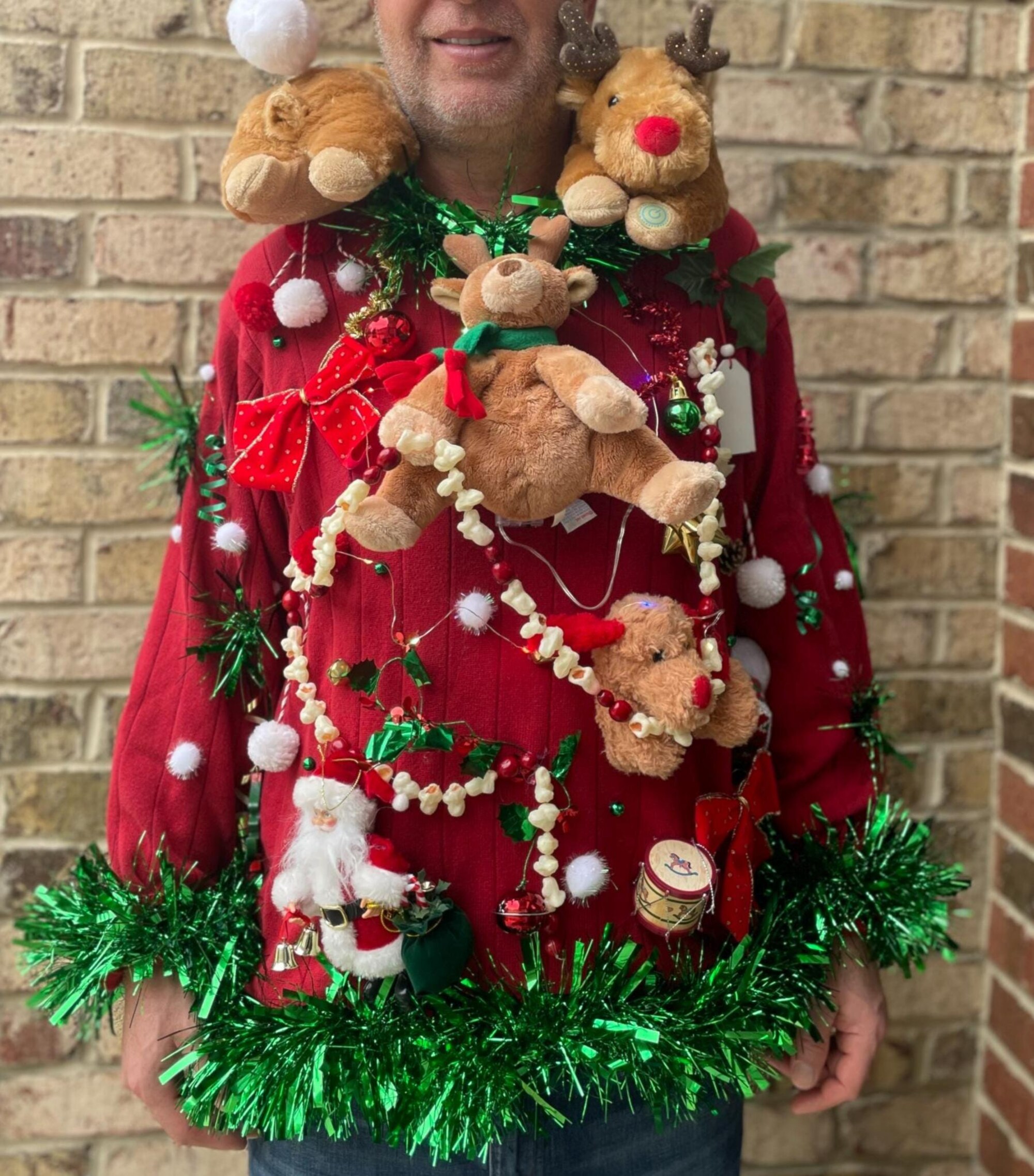 il_2000xN.7226674305_3ev6.jpg Light Up 3D Ugly Christmas Sweater- Reindeer Neck Massager & Santa Plush