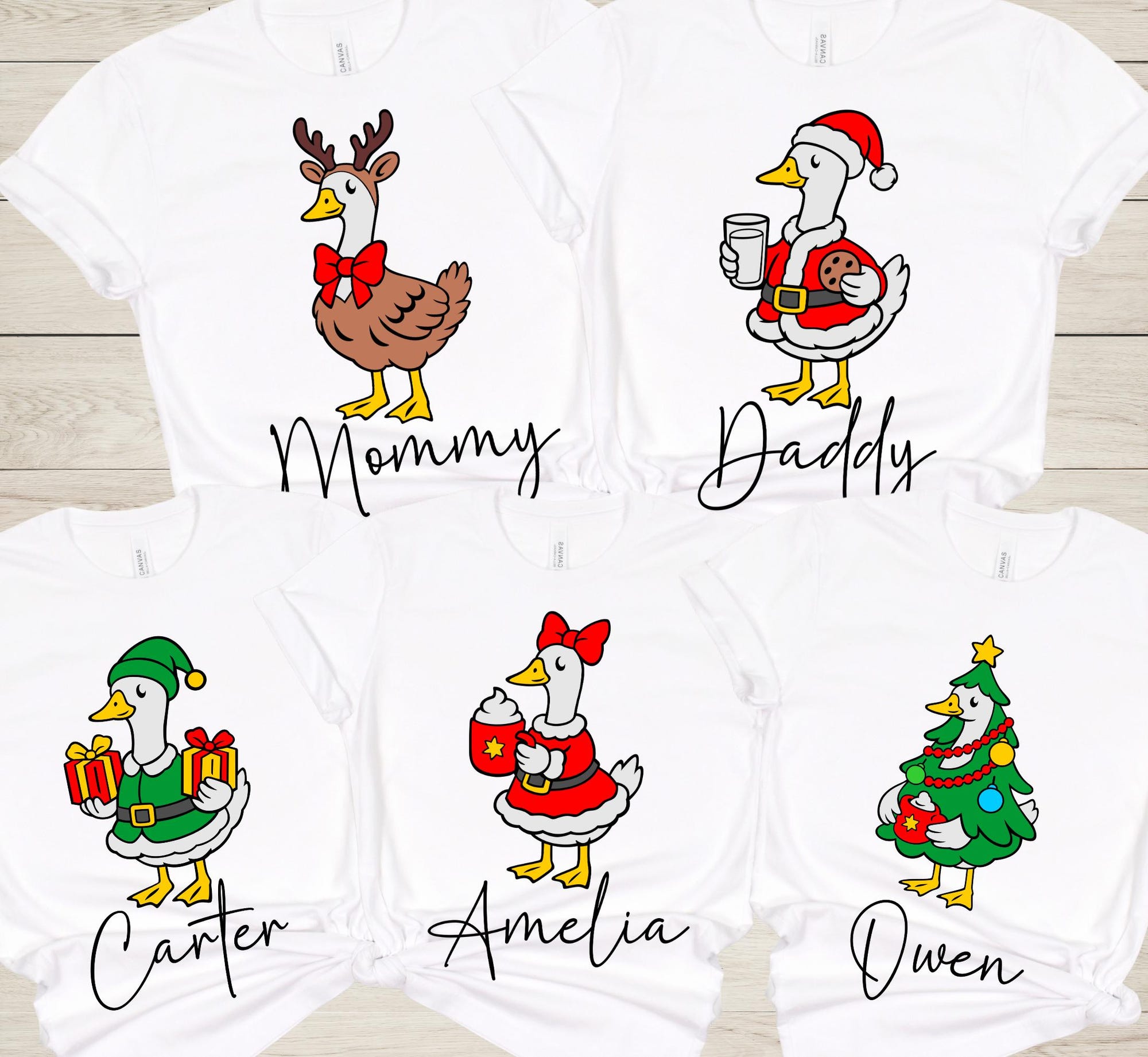 Custom Christmas Goose Shirts, Matching Family Christmas Goose Name Group TShirts, Funny Silly Family Christmas 2025 T-shirts, Holiday Goose