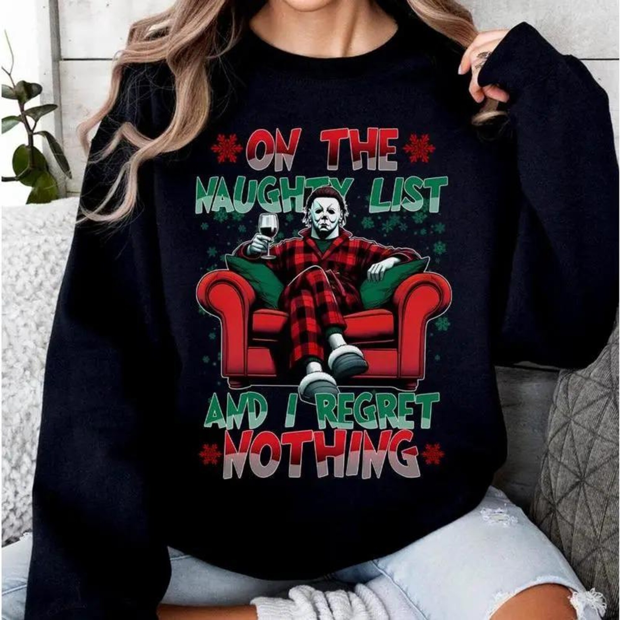 il_2000xN.7228805488_qmhz-1.jpg Vintage On The Naughty List And We Regret Nothing Sweatshirt, Funny Christmas Movie Shirt, Merry Christmas Sweatshirt
