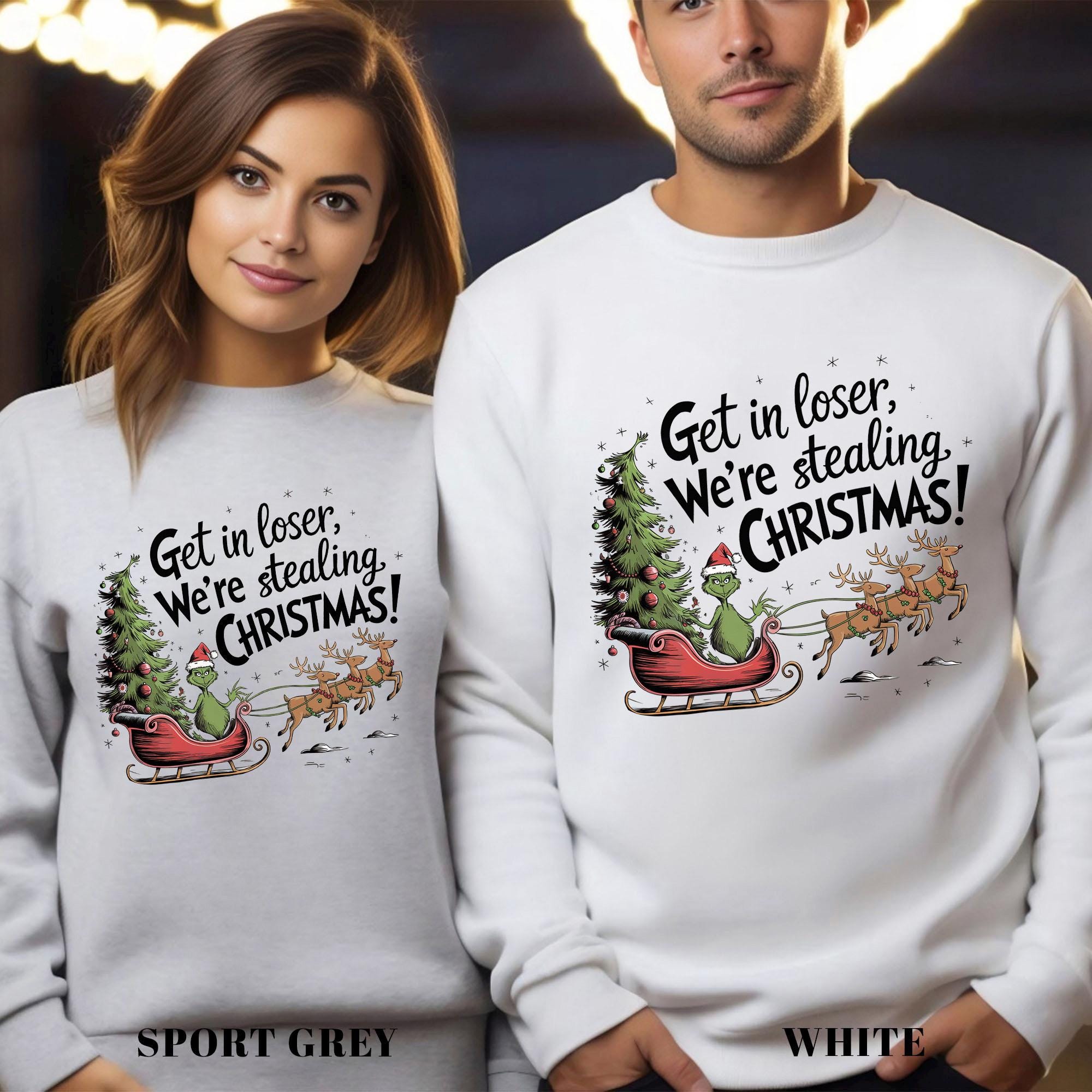 il_2000xN.7229143489_sdd1-1.jpg Get in Loser We're Stealing Christmas Sweatshirt, Funny Holiday Grinch Sweatshirt, Retro Christmas Hoodie, Xmas Grinch Sled Crewneck,133735