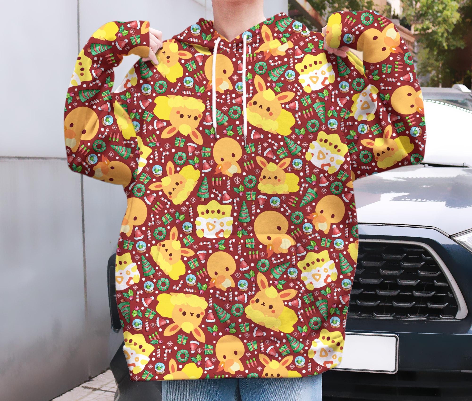 il_2000xN.7229261696_hkzh-3.jpg Charmander and Togepi Kawaii Hoodie, Cozy Unisex Hoodie, Cute Christmas Hoodie, Funny Sweatshirt, Trendy Holiday Gift, Graphic Hoodie