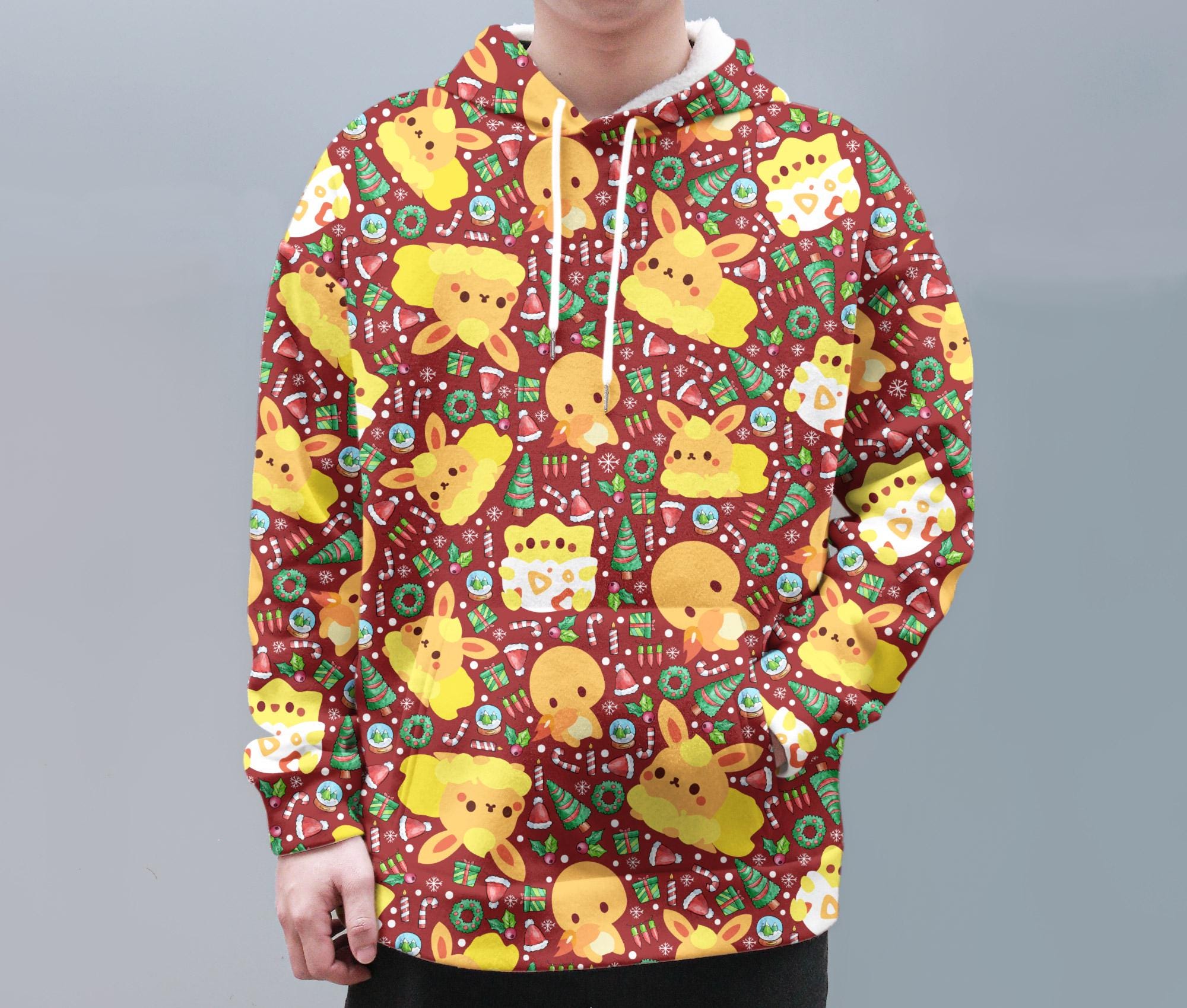 il_2000xN.7229261760_pw98-3.jpg Charmander and Togepi Kawaii Hoodie, Cozy Unisex Hoodie, Cute Christmas Hoodie, Funny Sweatshirt, Trendy Holiday Gift, Graphic Hoodie