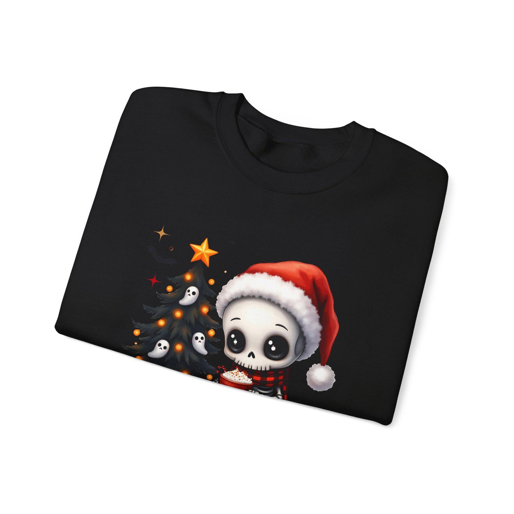 il_2000xN.7231537048_7d4q.jpg Chibi Goth Christmas Sweatshirt, Cute Holiday Crewneck Jumper, Festive Emo Xmas Pullover, Black and White Winter Apparel, Dark Kawaii Santa