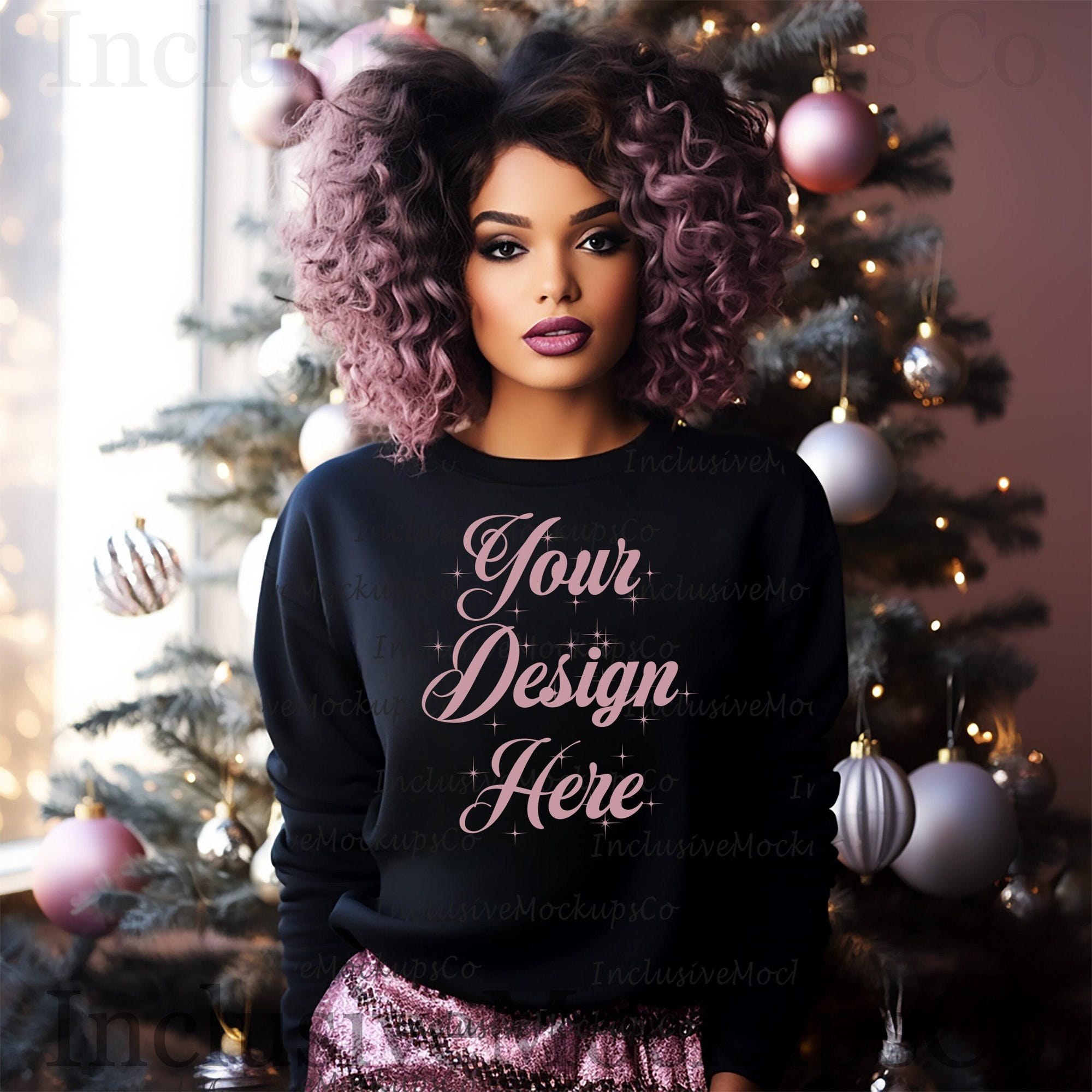 Goth Christmas Sweatshirt Mockup Black Gildan 18000 Mockup Black Gildan Mockup Bundle Goth Sweatshirt Black Goth Girl Mock Black Woman Mock