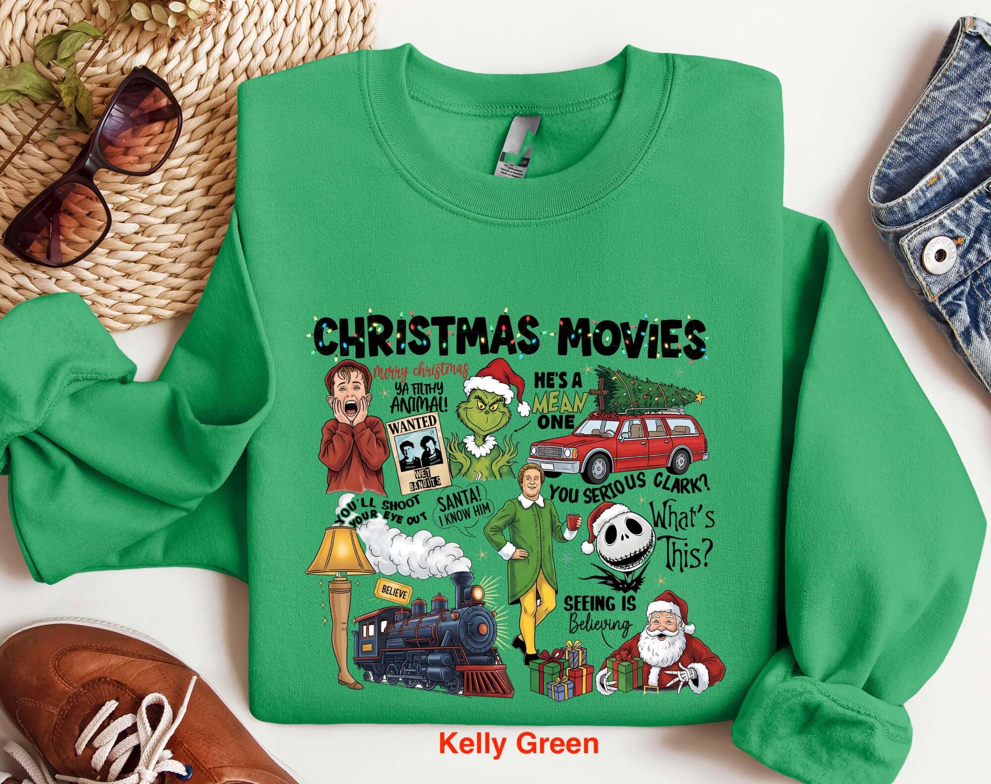 Christmas Movies Mashup Shirt sweatshirt Hoodie | Funny Holiday Movie Collage Tee | Classic Xmas Film Characters Graphic Top