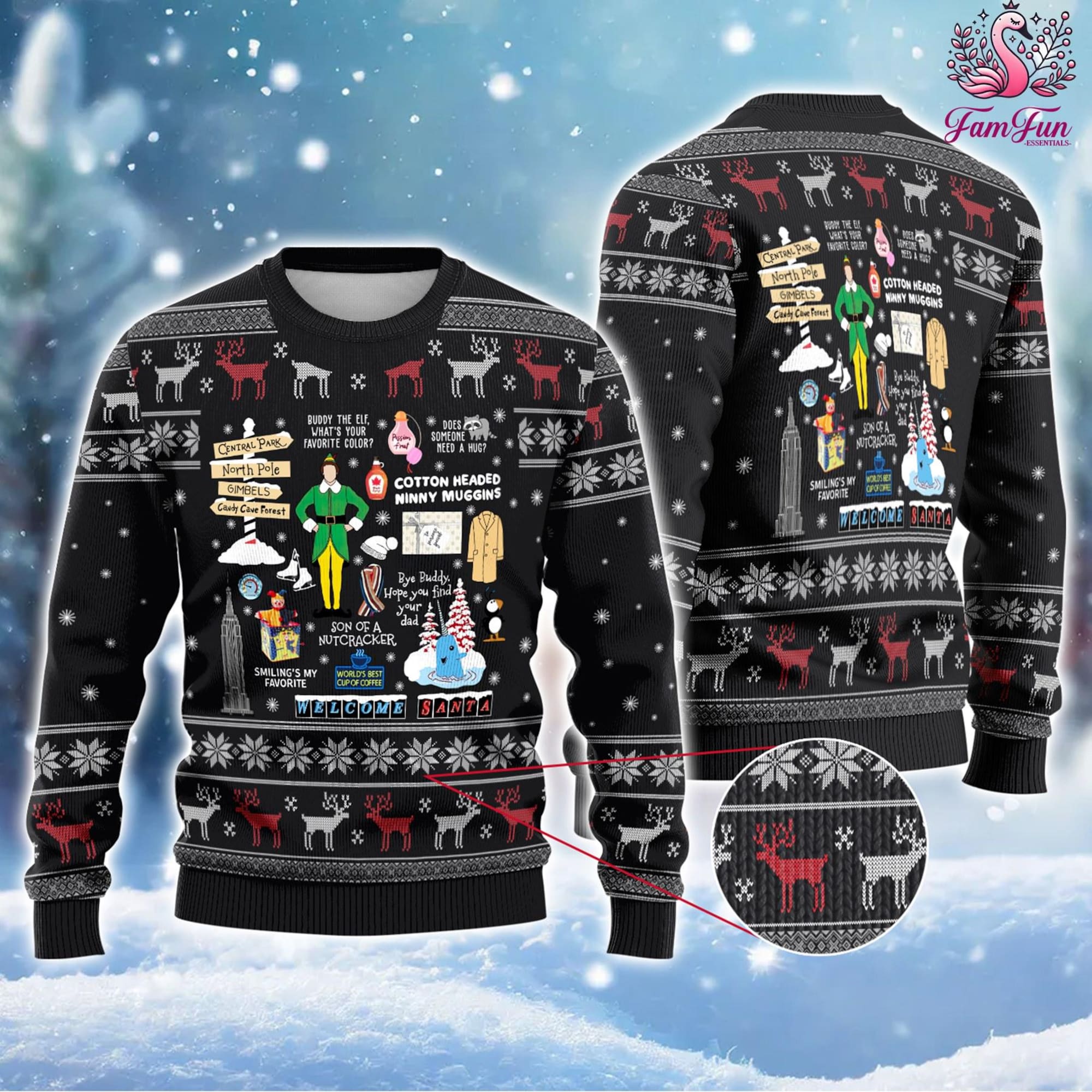 Buddy The Elf Ugly Christmas Sweater, Elf Movie Christmas Sweater, Christmas Xmas Gifts, Christmas Movie, Buddy Hobbs Elf Christmas Sweater