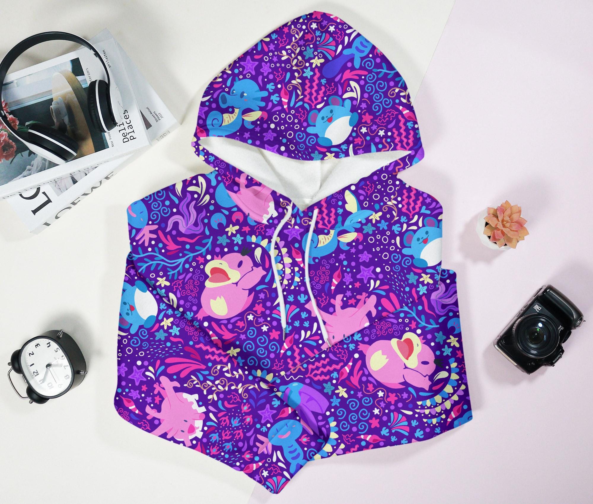 Psyduck and Wooper Kawaii Hoodie, Cozy Unisex Hoodie, Cute Christmas Hoodie, Funny Sweatshirt, Trendy Graphic Hoodie, Unique Gift Idea